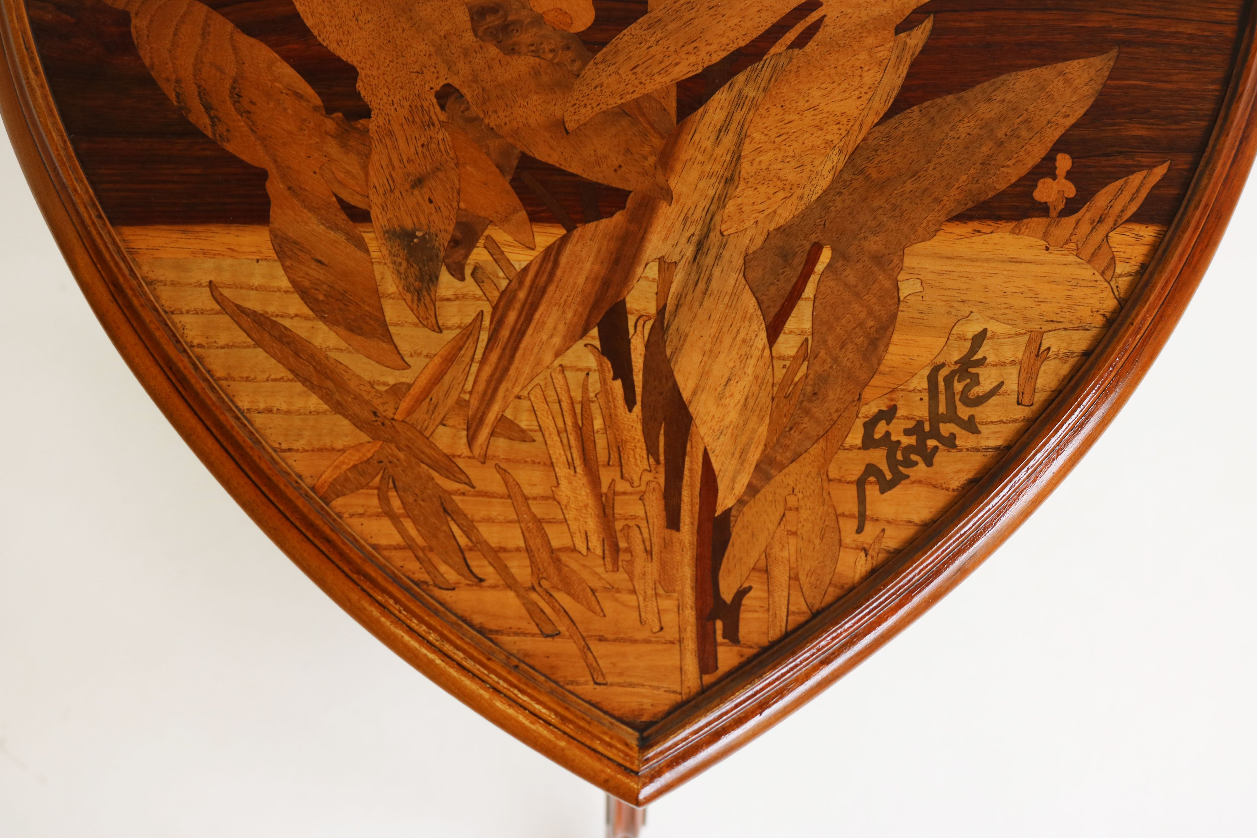 Antique Art Nouveau side table / gueridon by Emile Gallé 1905