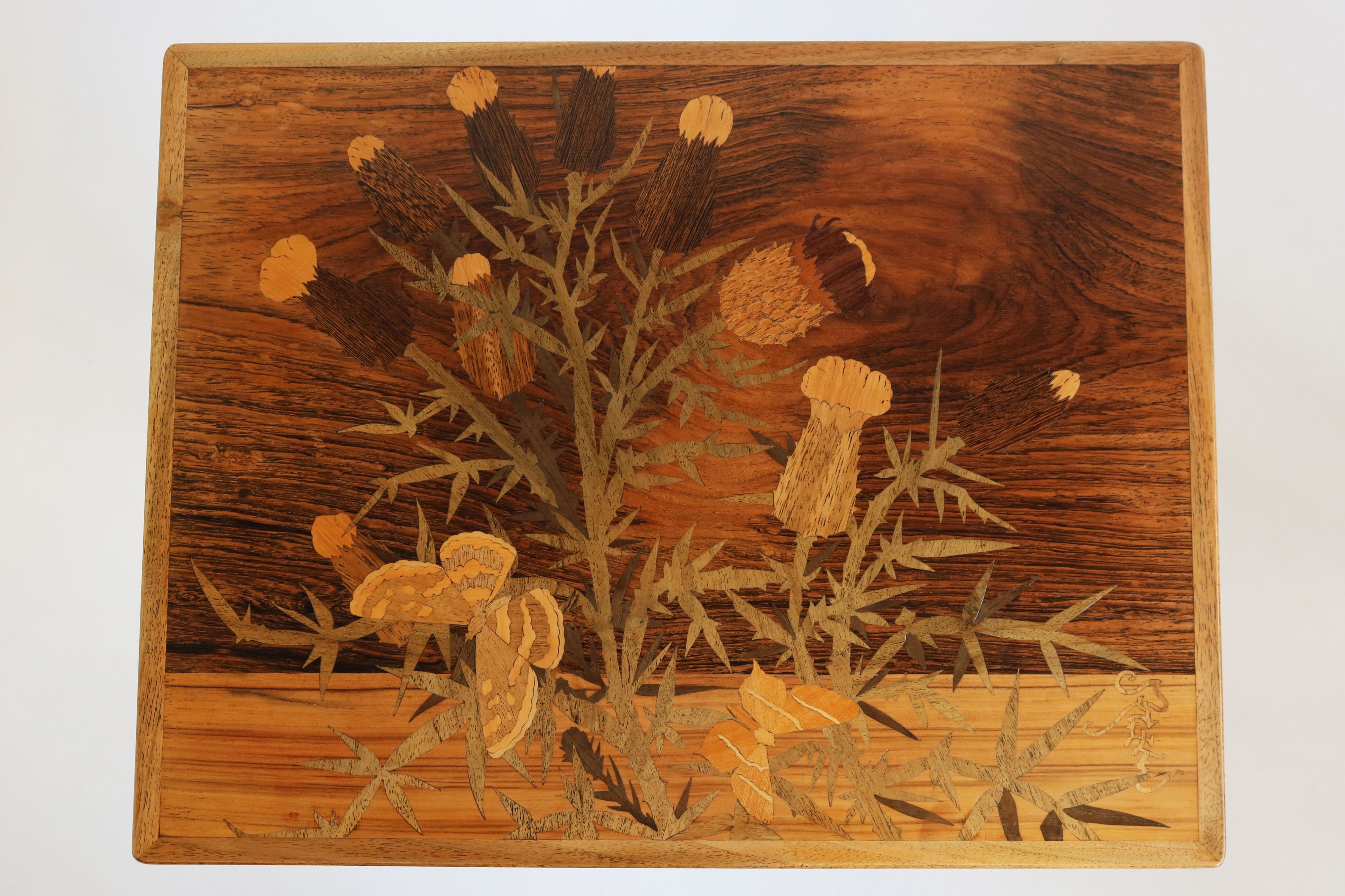 Exquisite ''Thistle'' nesting table set by Emile Gallé 1900