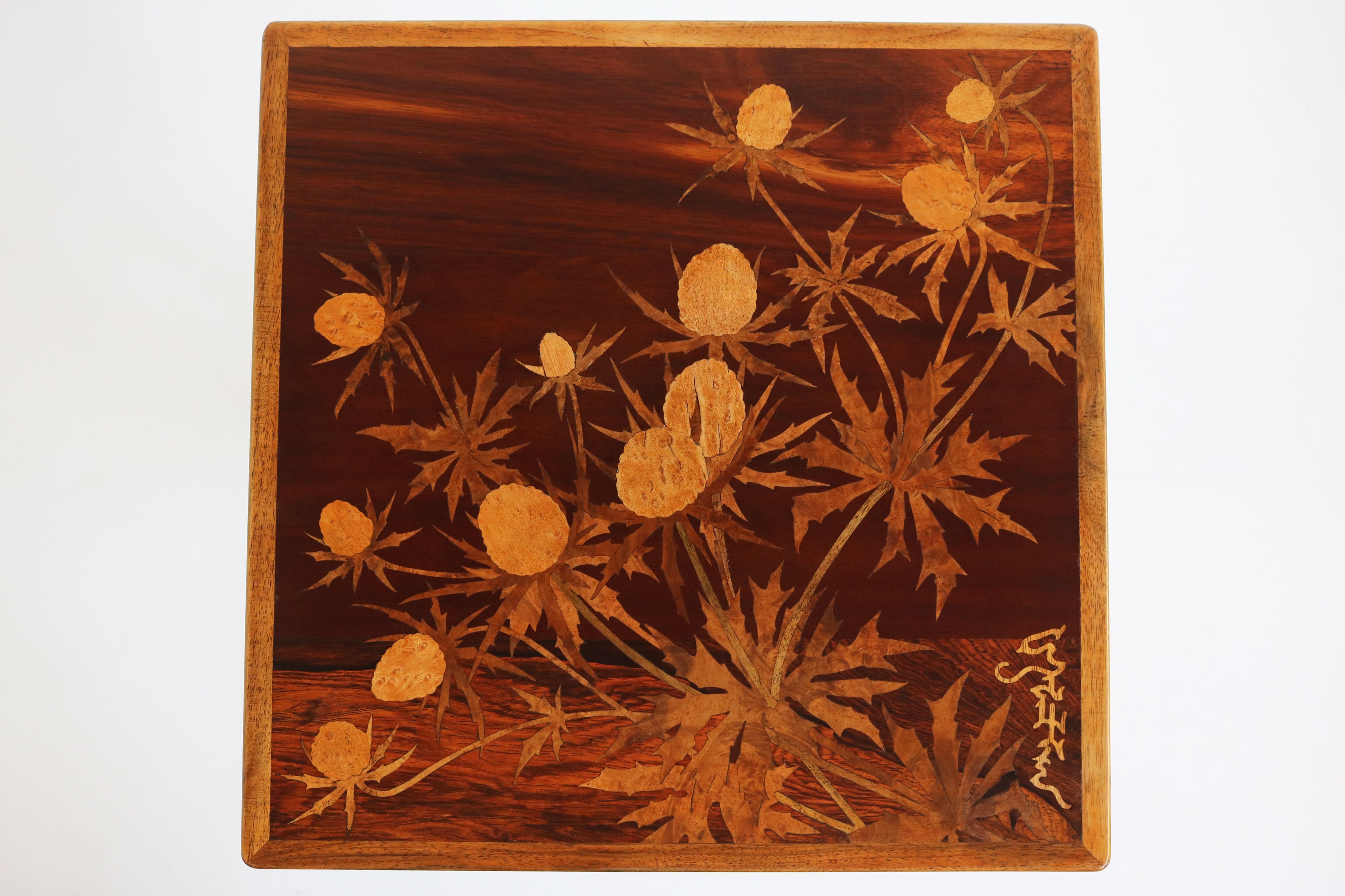 Exquisite ''Thistle'' nesting table set by Emile Gallé 1900