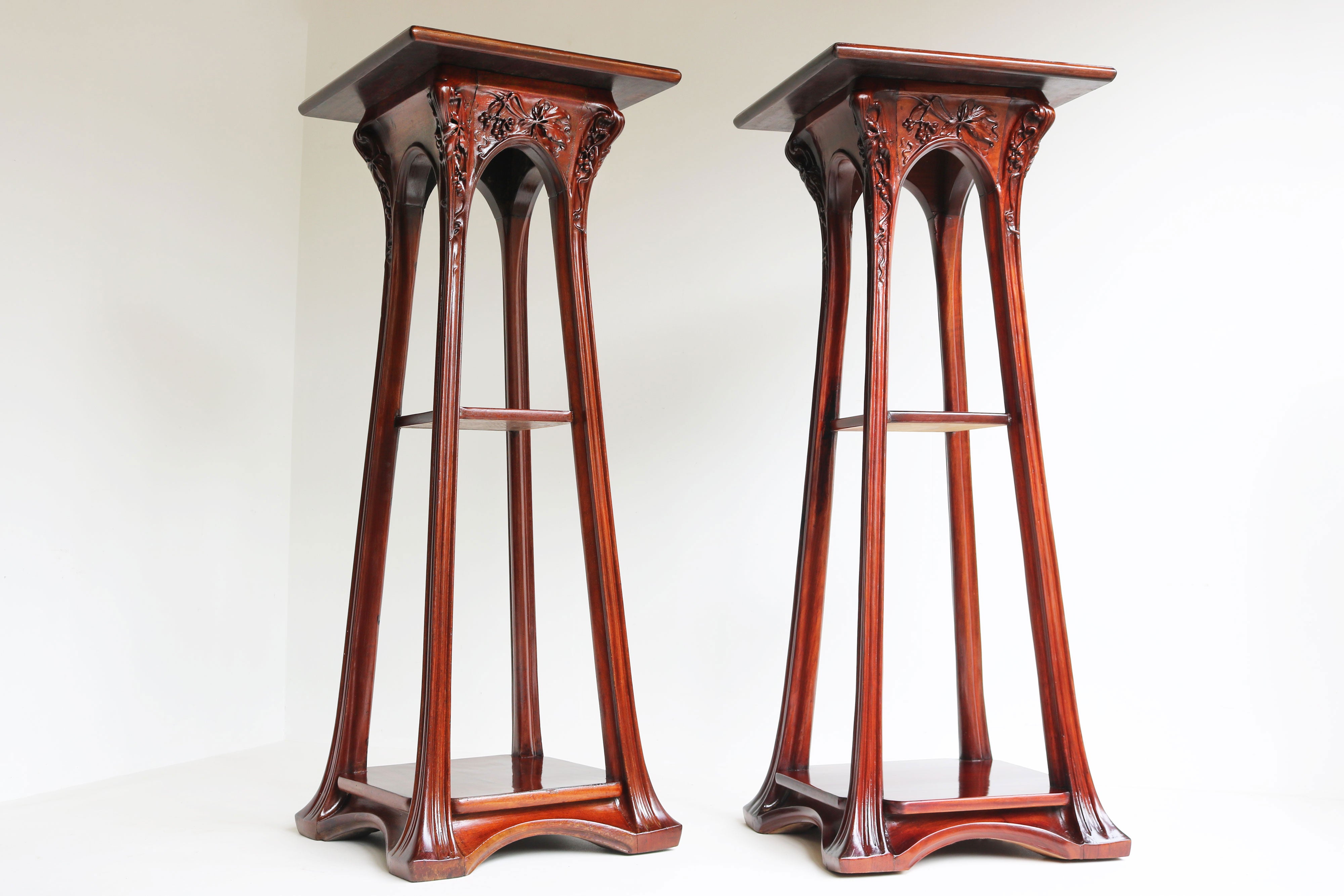 Pair of Plant Stands by Louis Majorelle 1907 Mahogany #1