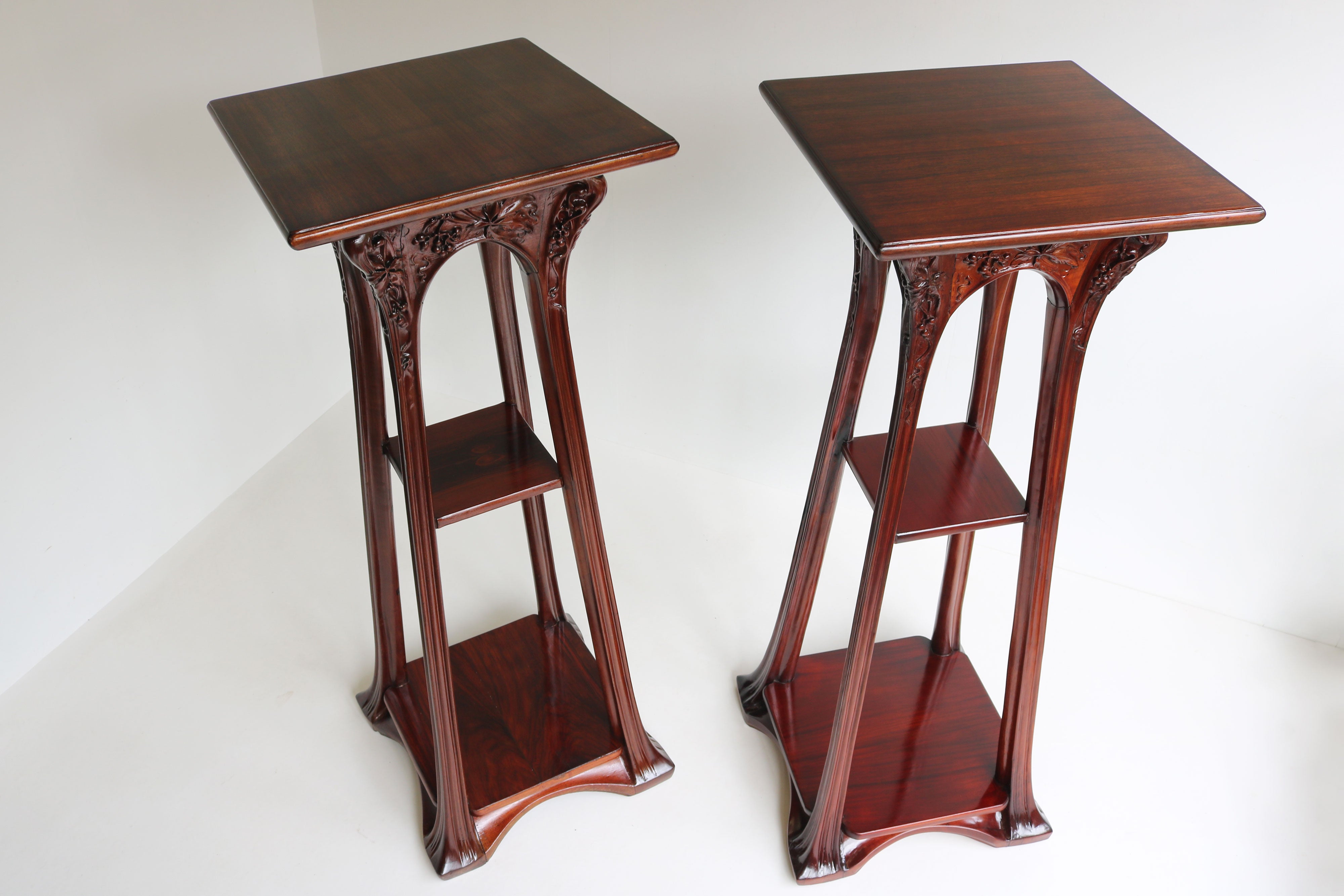 Pair of Plant Stands by Louis Majorelle 1907 Mahogany #1