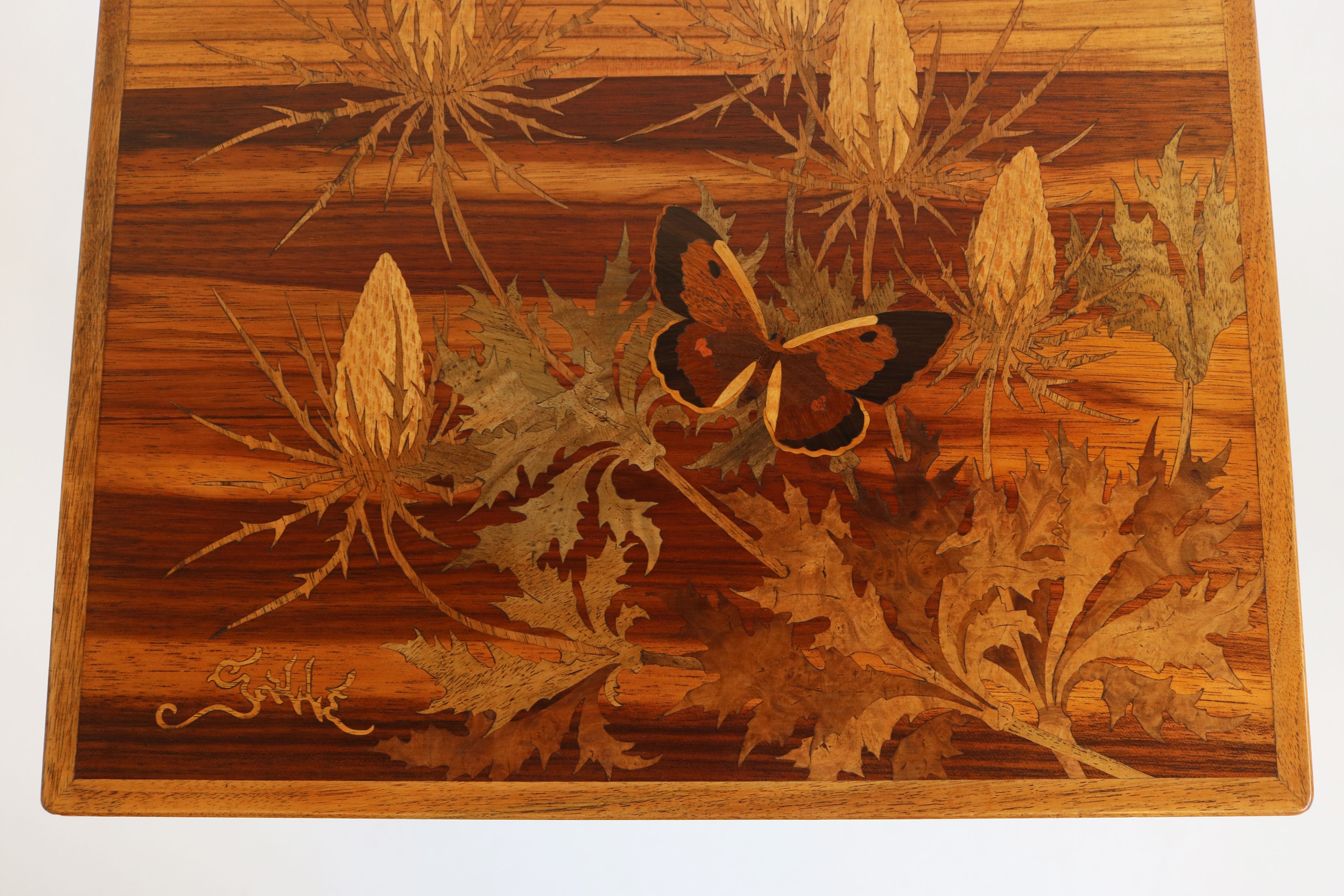 Exquisite ''Thistle'' nesting table set by Emile Gallé 1900