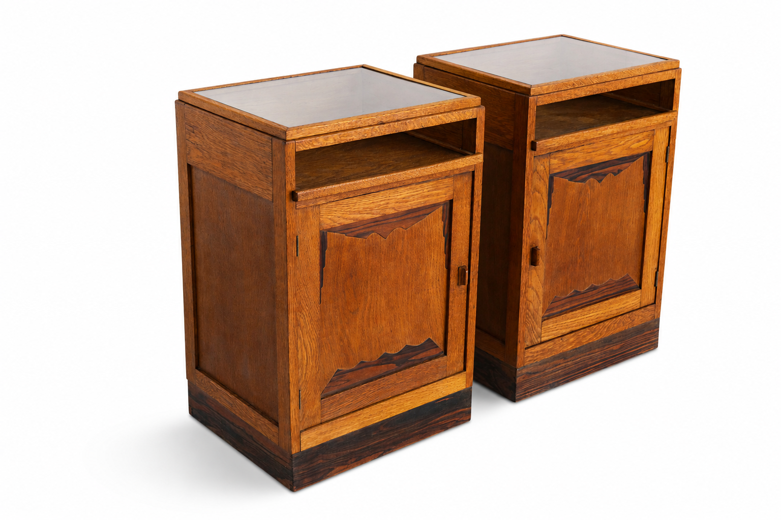 Pair of Dutch Amsterdam school bedside tables 1920