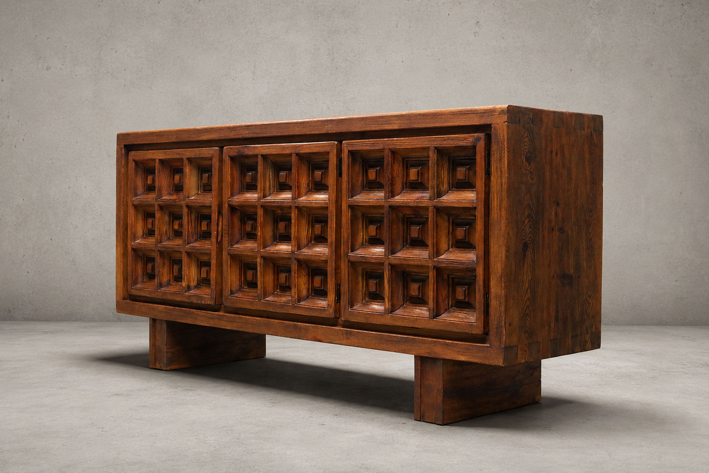 Exquisite Brutalist design sideboard by BIOSCA Spain 1960