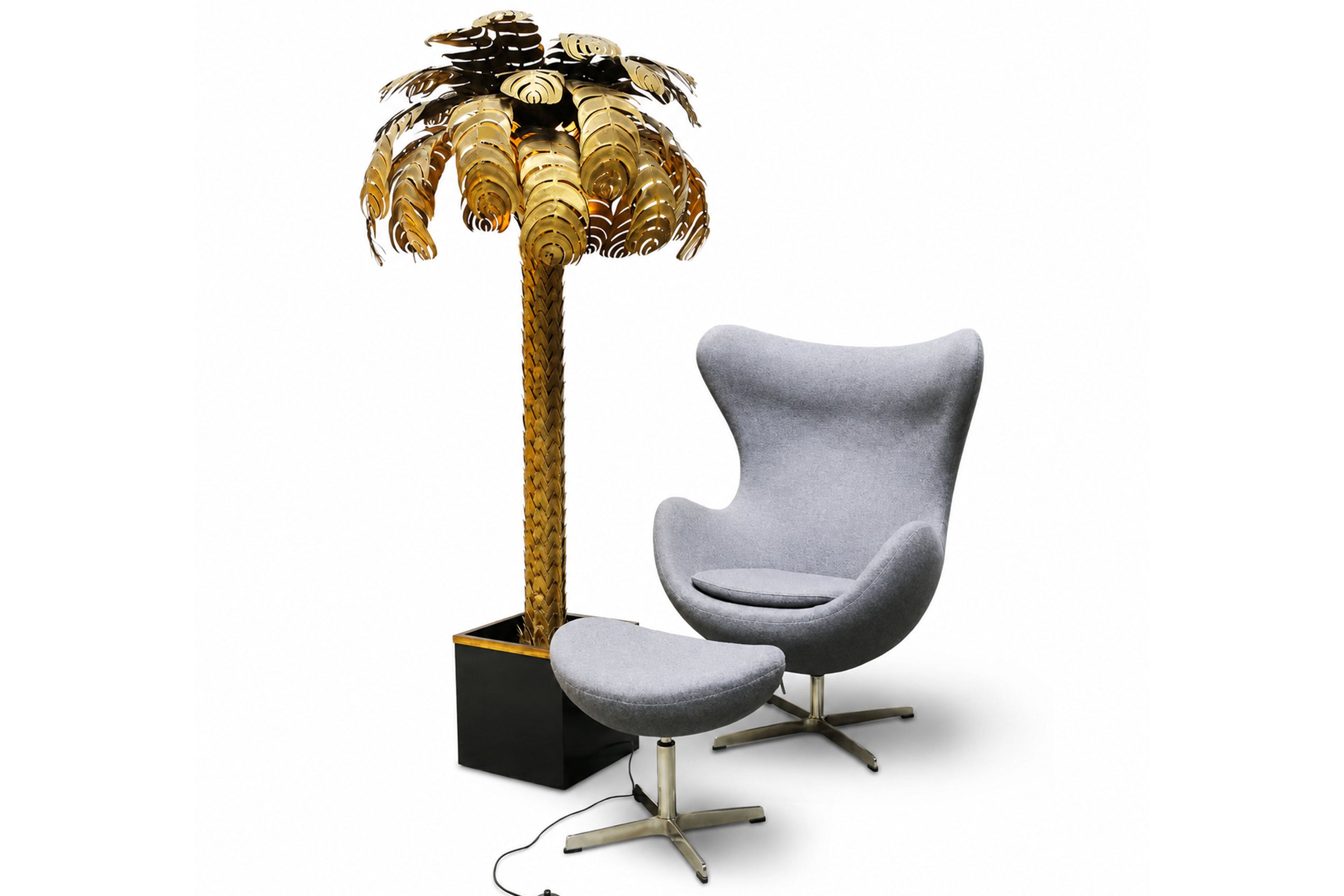 Large 190cm Palm tree floor lamp by Christian Techoueyres for Maison Jansen 1970
