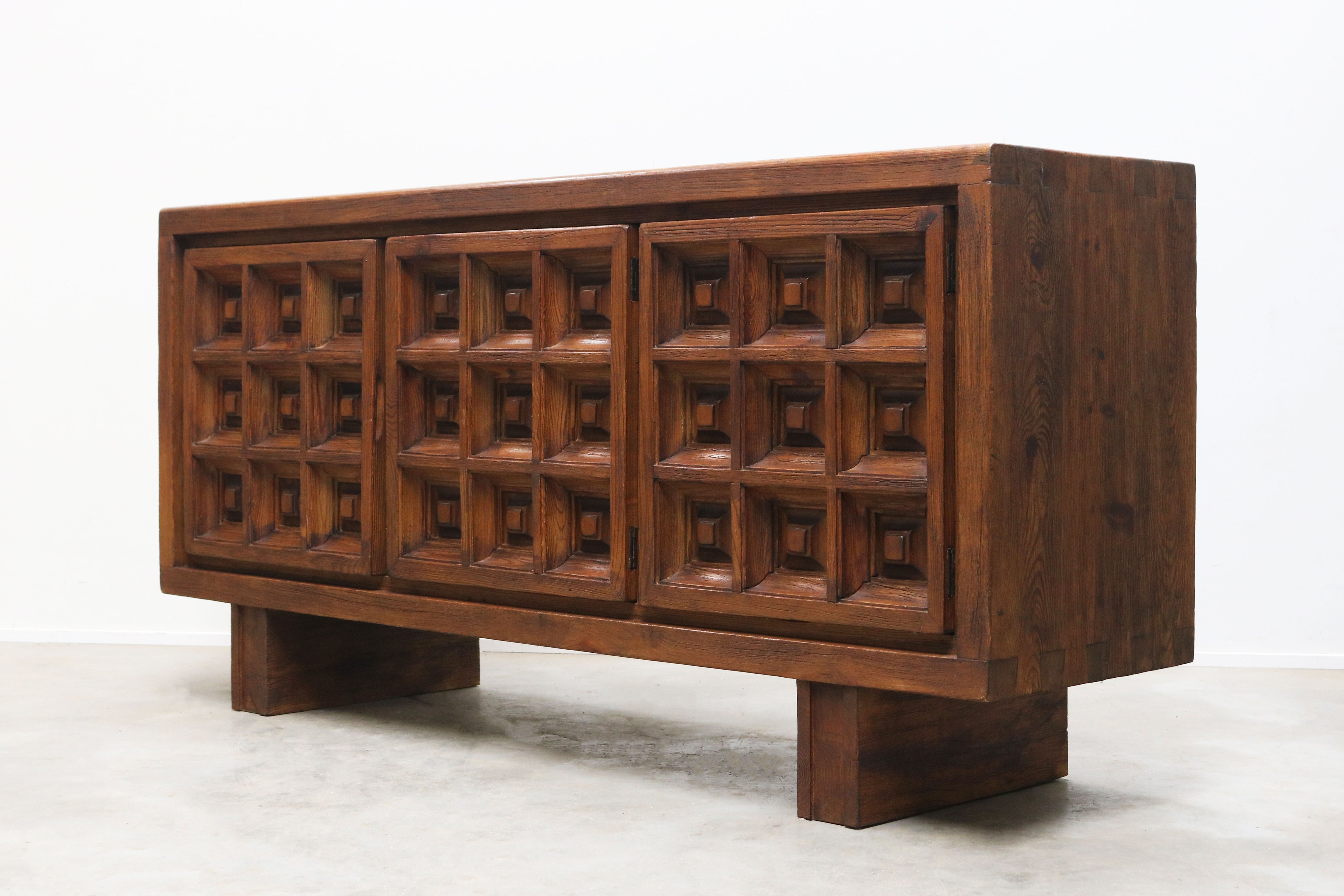 Exquisite Brutalist design sideboard by BIOSCA Spain 1960