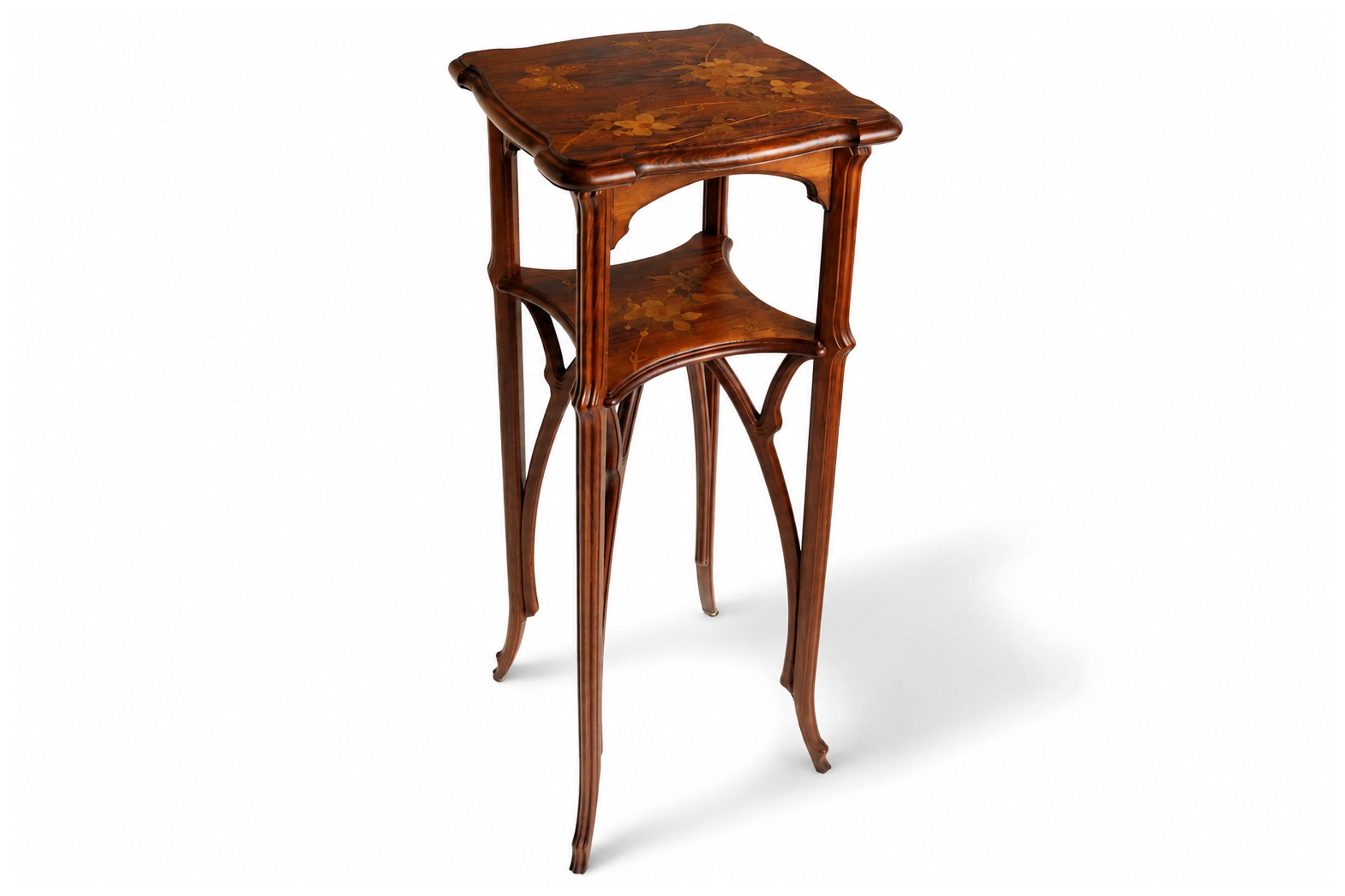 Rare Art Nouveau pedestal by Emile Gallé marquetry 1900