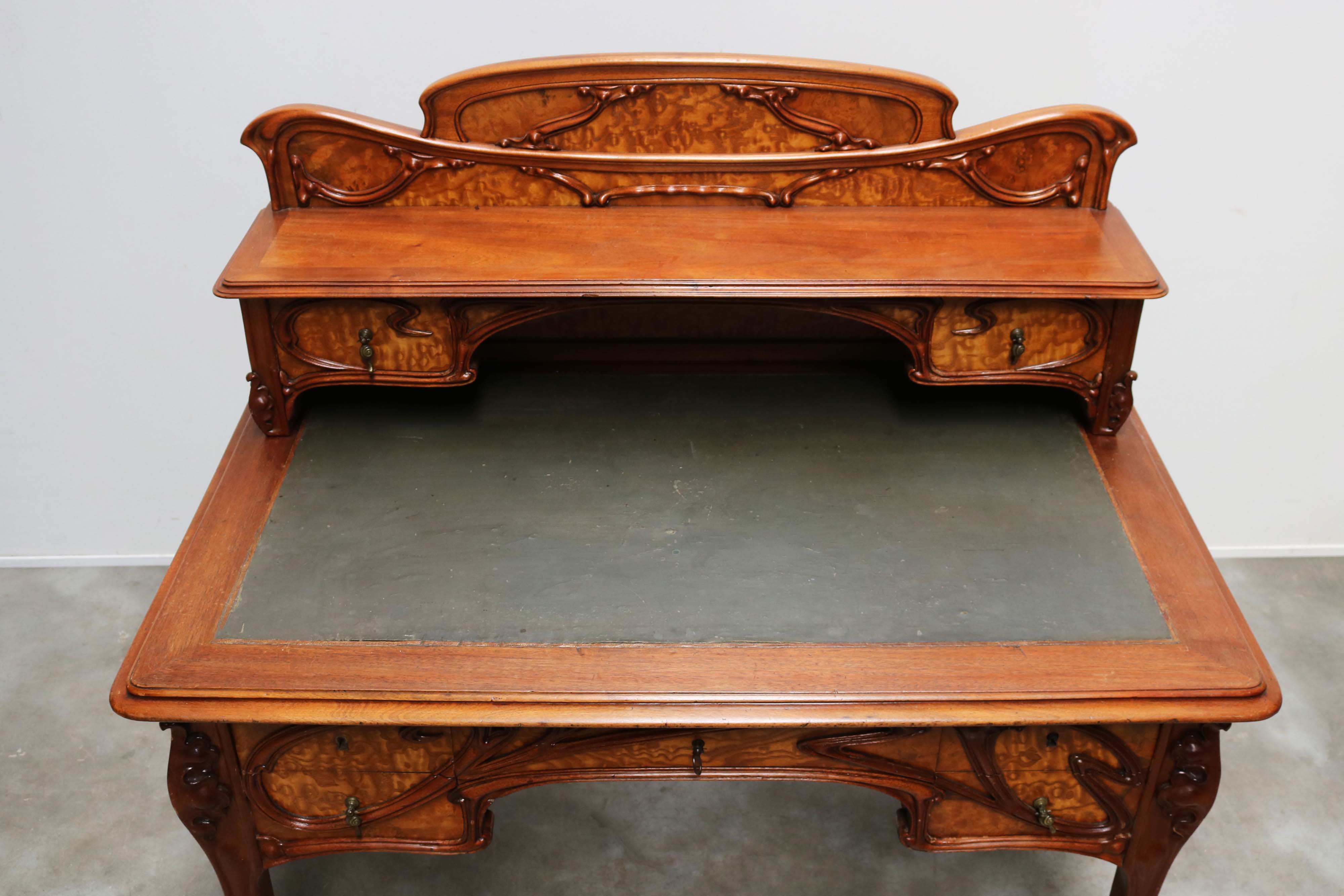 Exquisite French Art Nouveau Writing desk in Japanese Ash