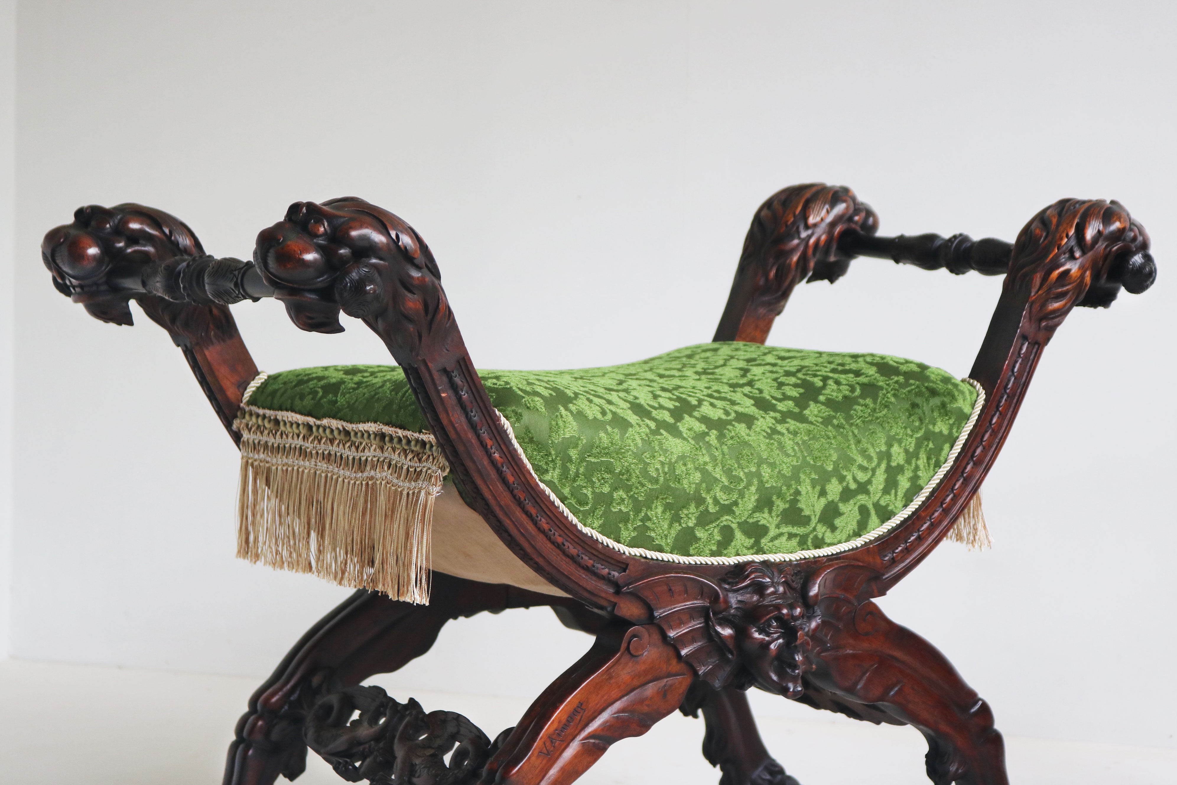 Rare pair of Gothic Revival stools by Victor Aimone 1880