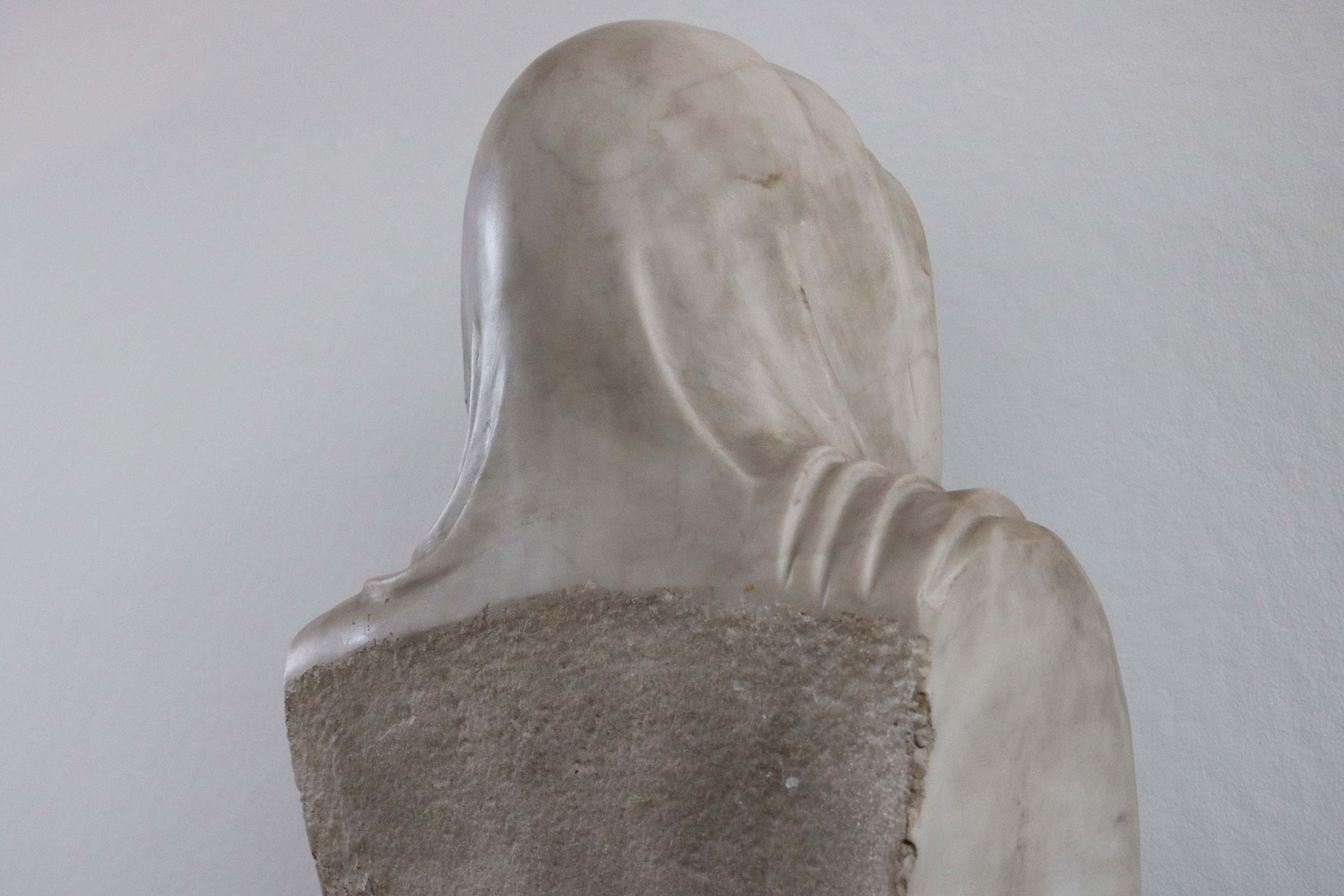 19th Century Italian Vanitas ''Memento Mori'' Carrara Marble bust