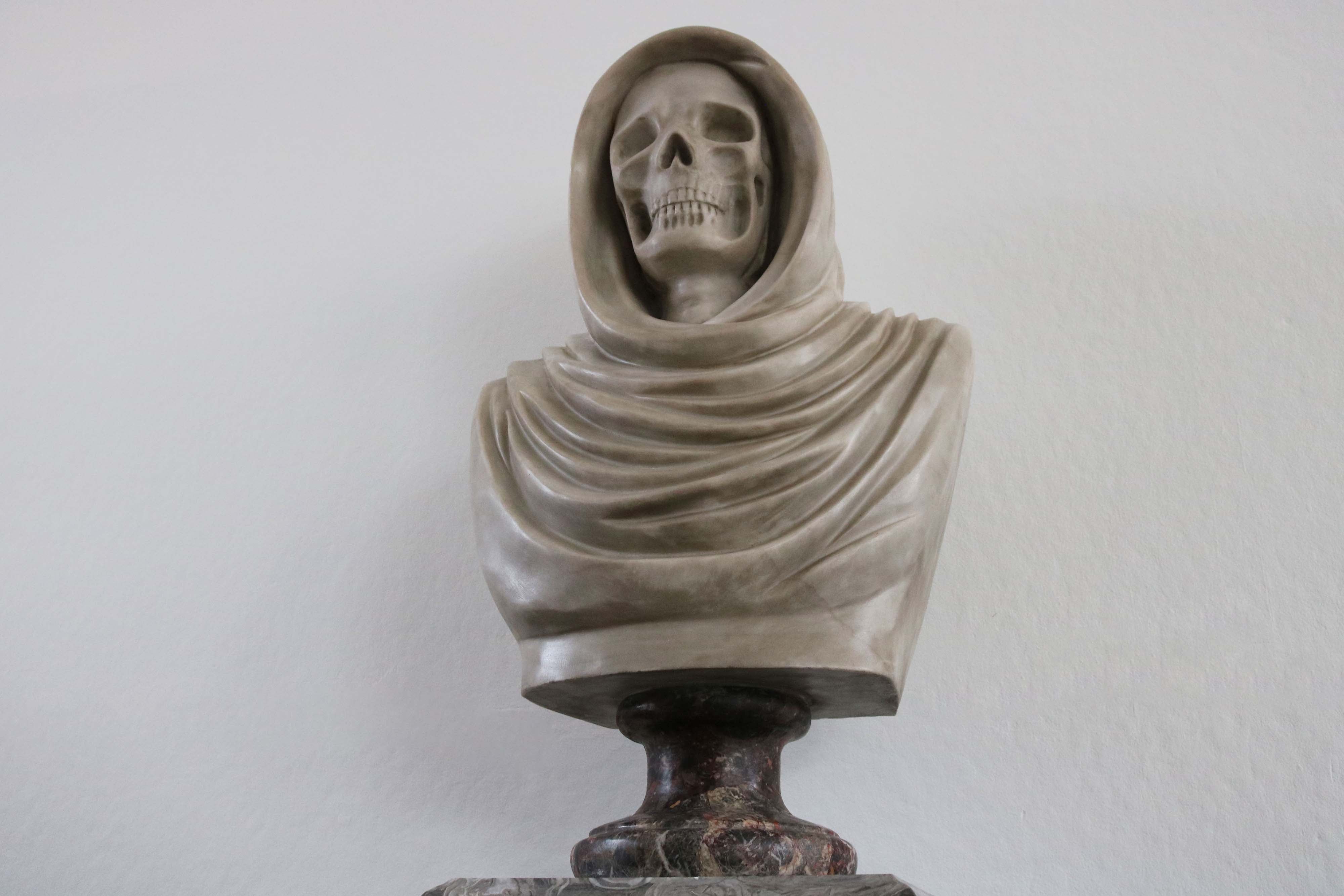 19th Century Italian Vanitas ''Memento Mori'' Carrara Marble bust