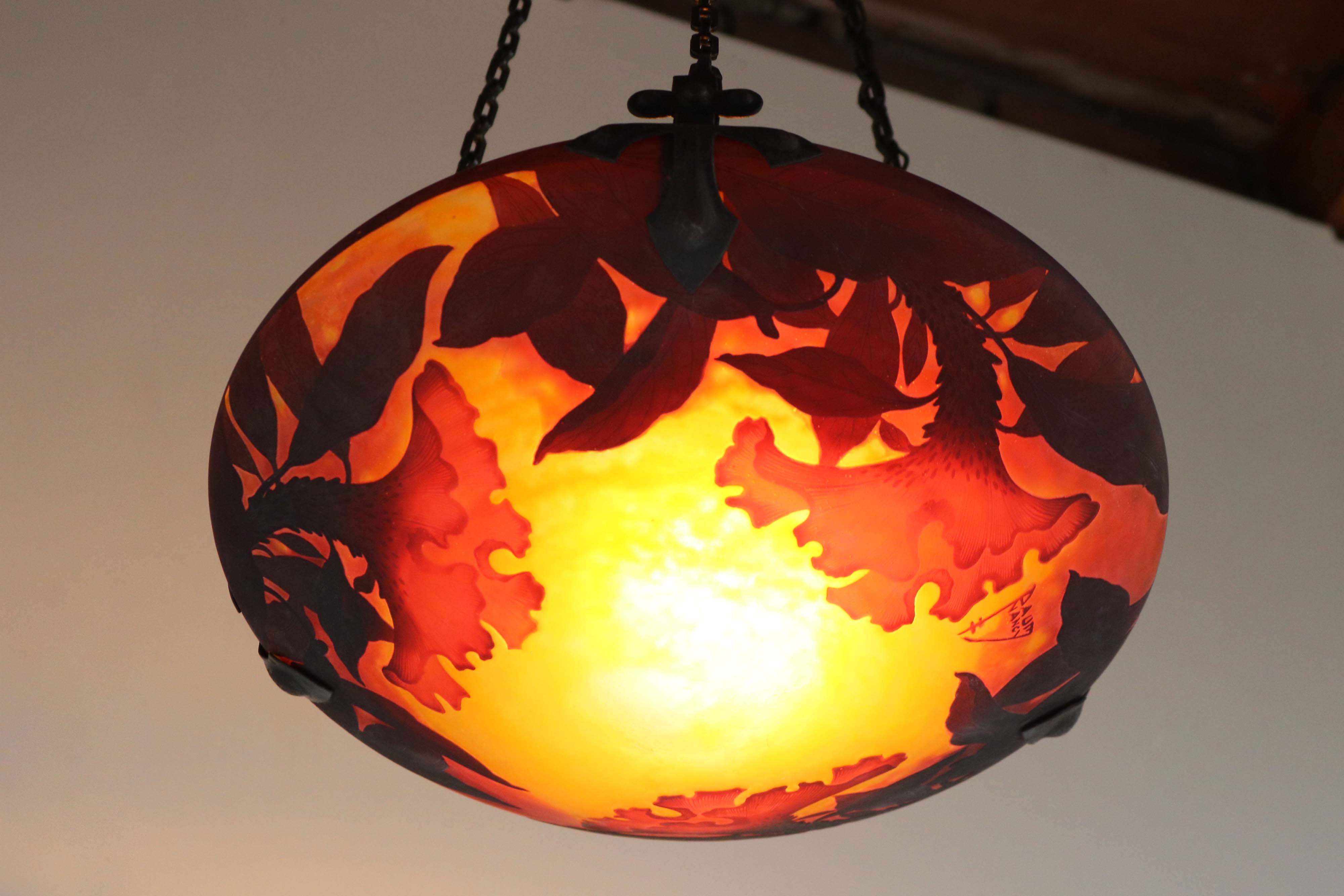 Art Nouveau chandelier by Daum Nancy & Louis Majorelle 1910