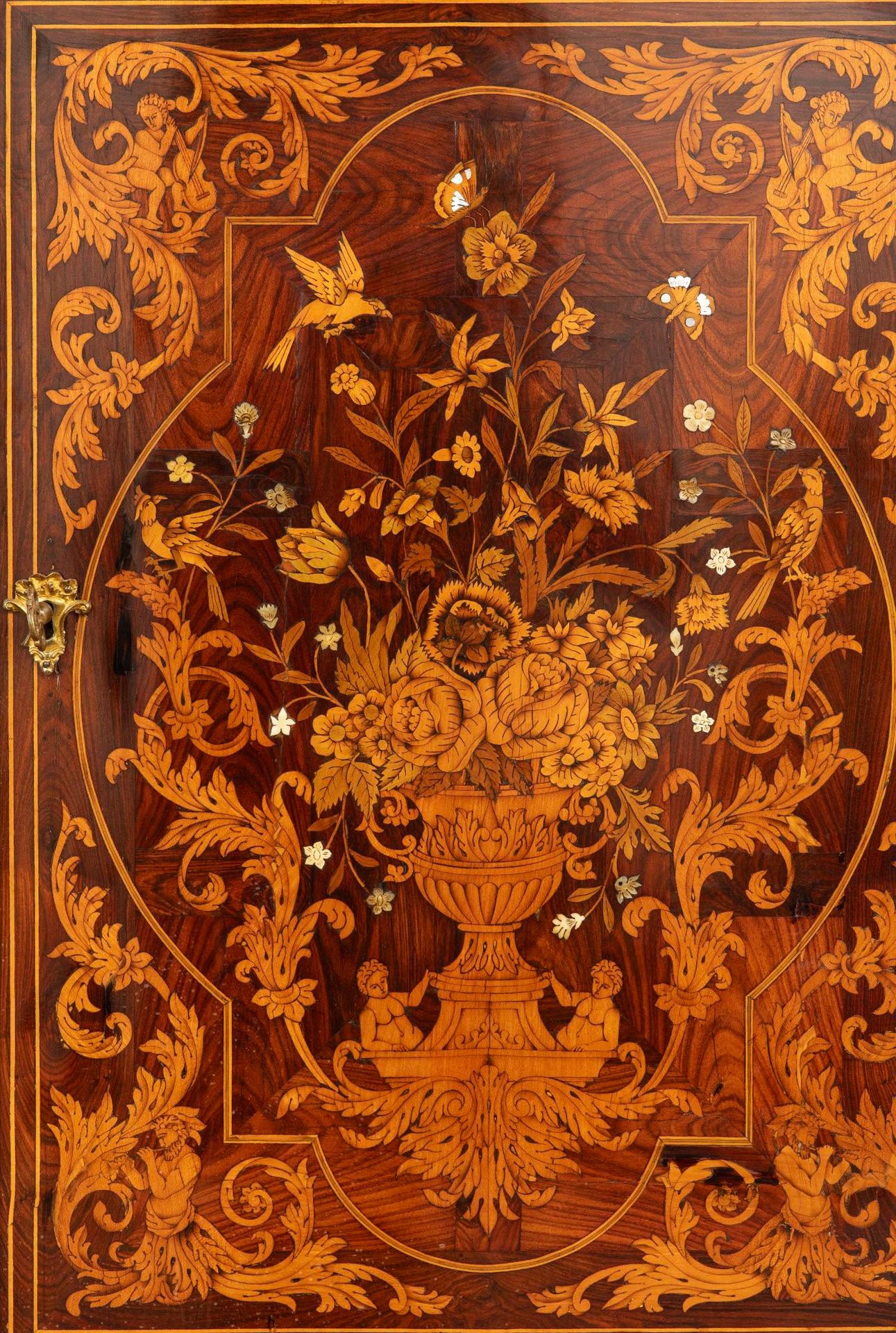 17th century style Dutch marquetry Art cabinet