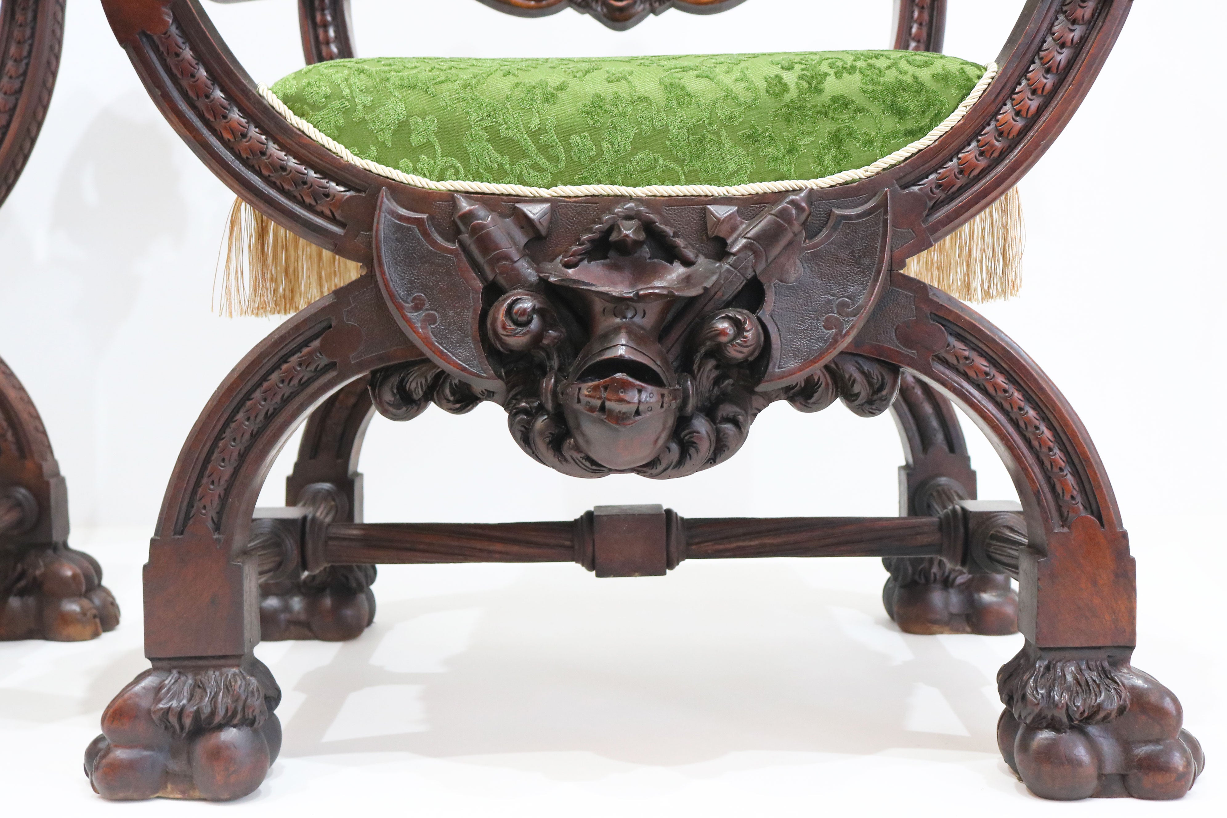 Pair of Gothic Revival lounge chairs by Victor Aimone 1880