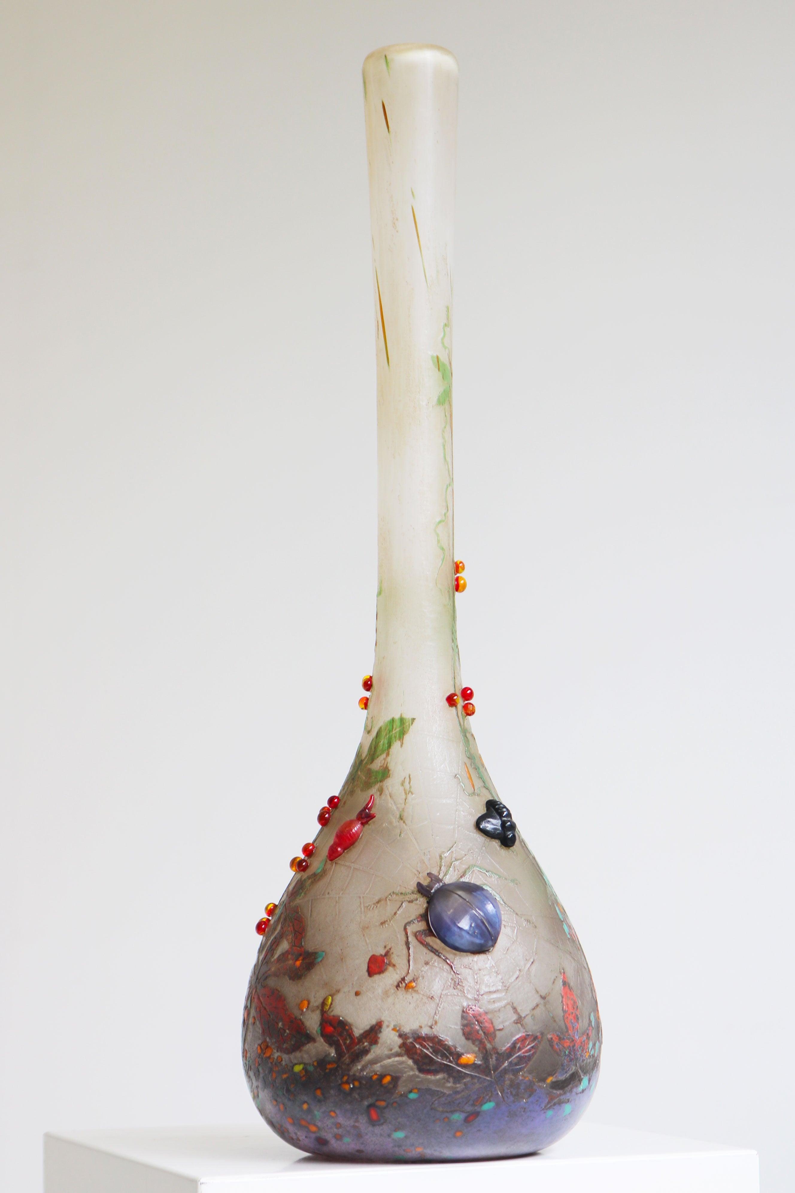 Rare wheel carved ''Spider vase'' by Daum Nancy 1905