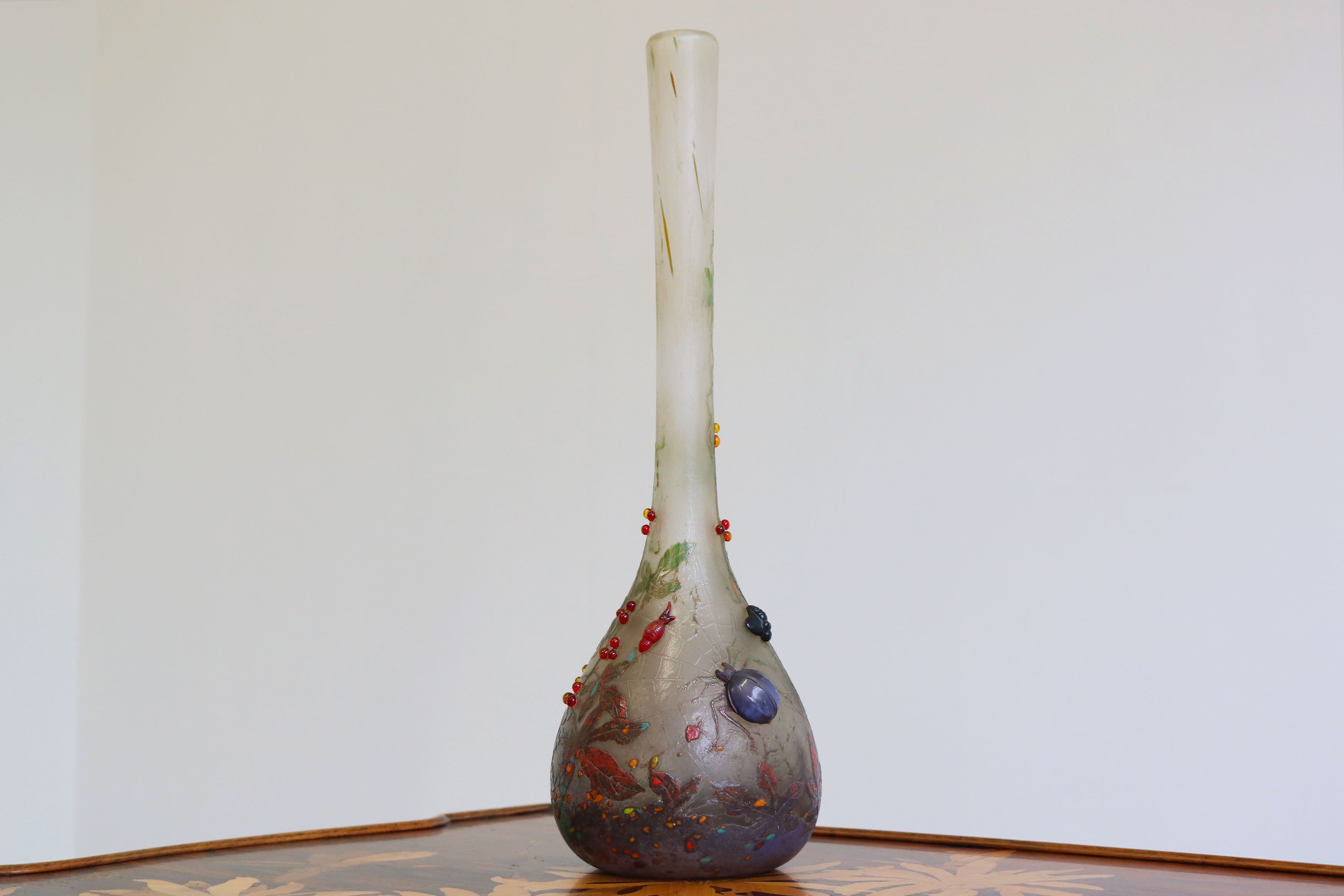 Rare wheel carved ''Spider vase'' by Daum Nancy 1905