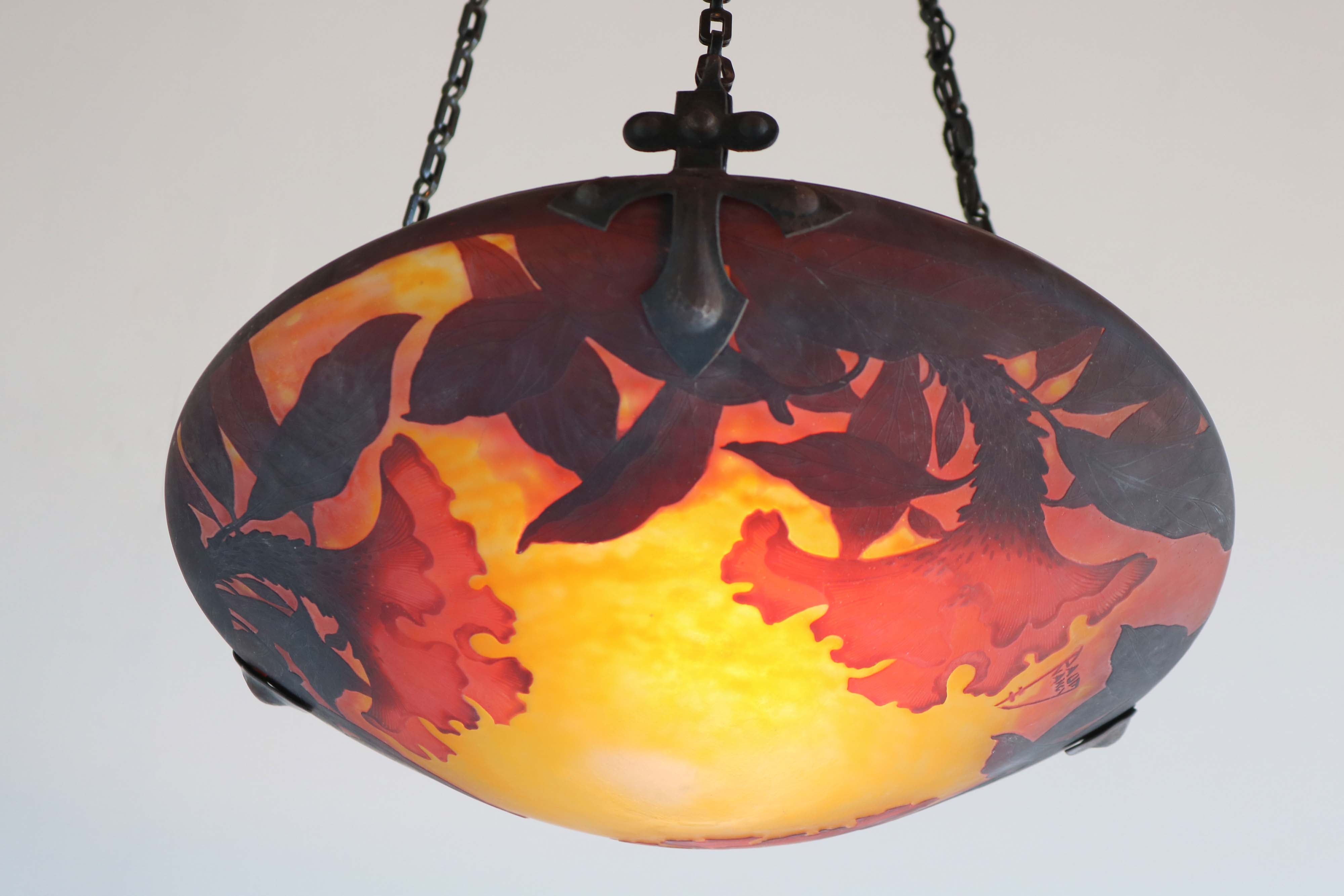 Art Nouveau chandelier by Daum Nancy & Louis Majorelle 1910