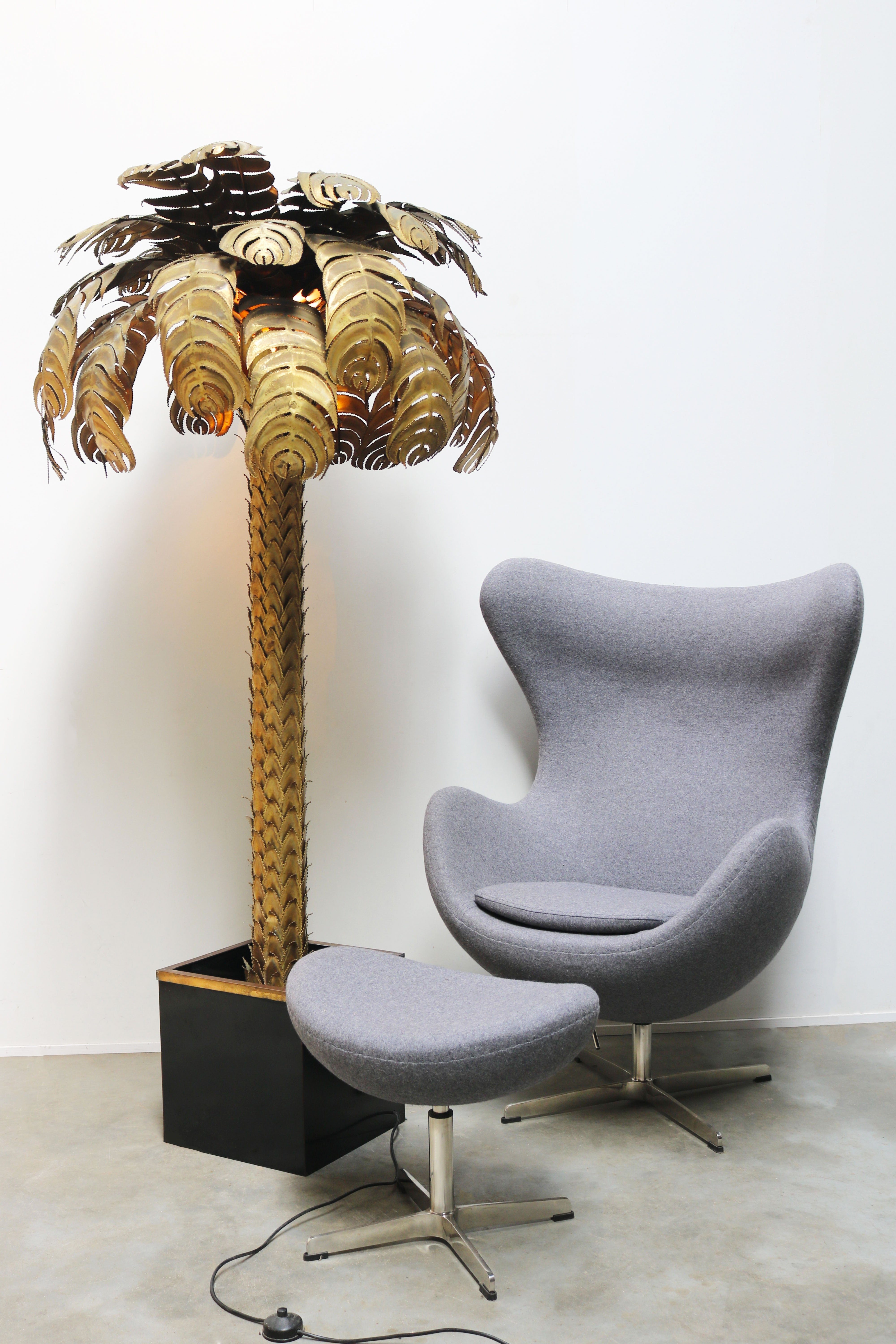 Large 195cm Palm tree floor lamp by Christian Techoueyres for Maison Jansen 1970
