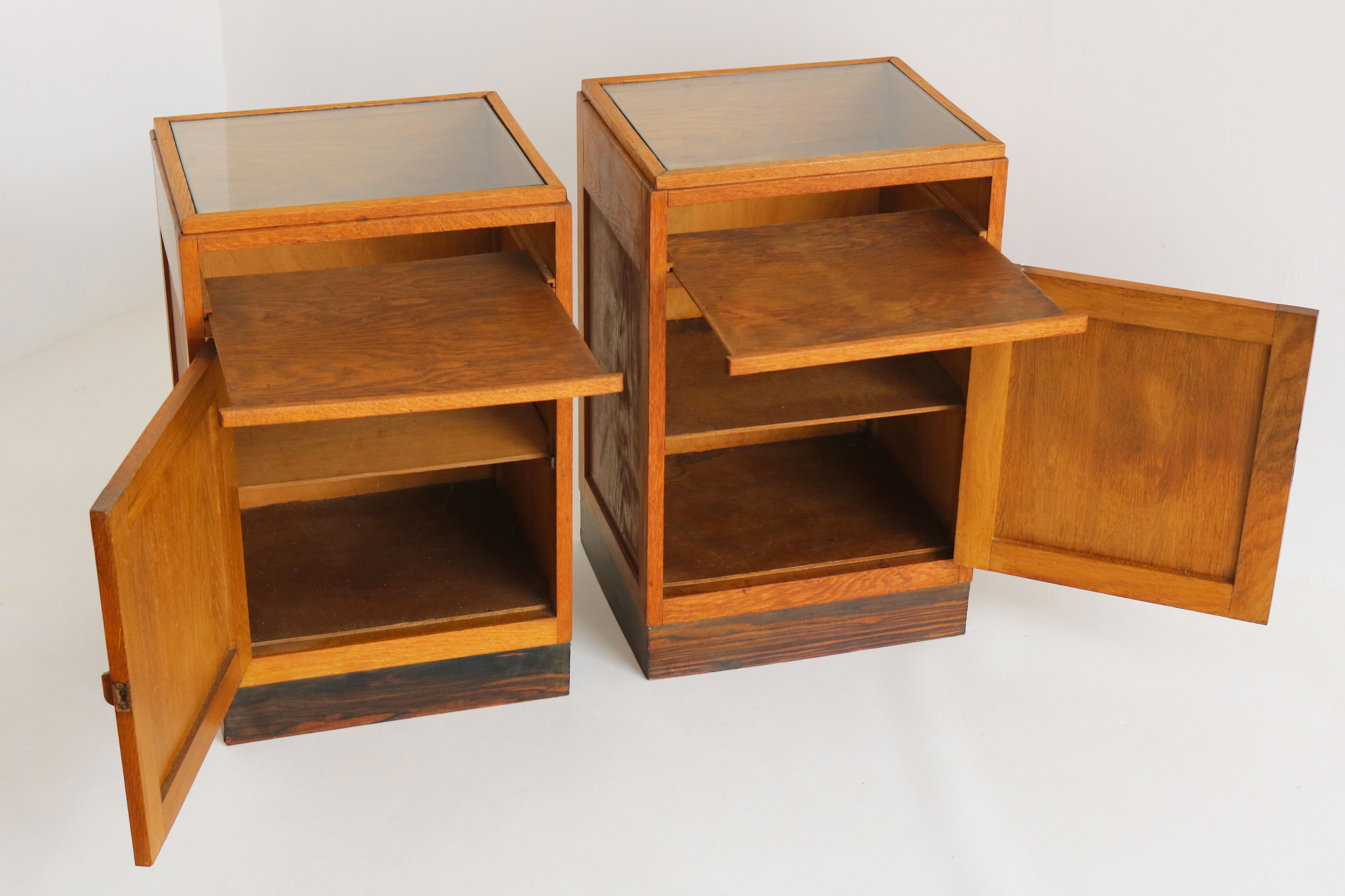 Pair of Dutch Amsterdam school bedside tables 1920