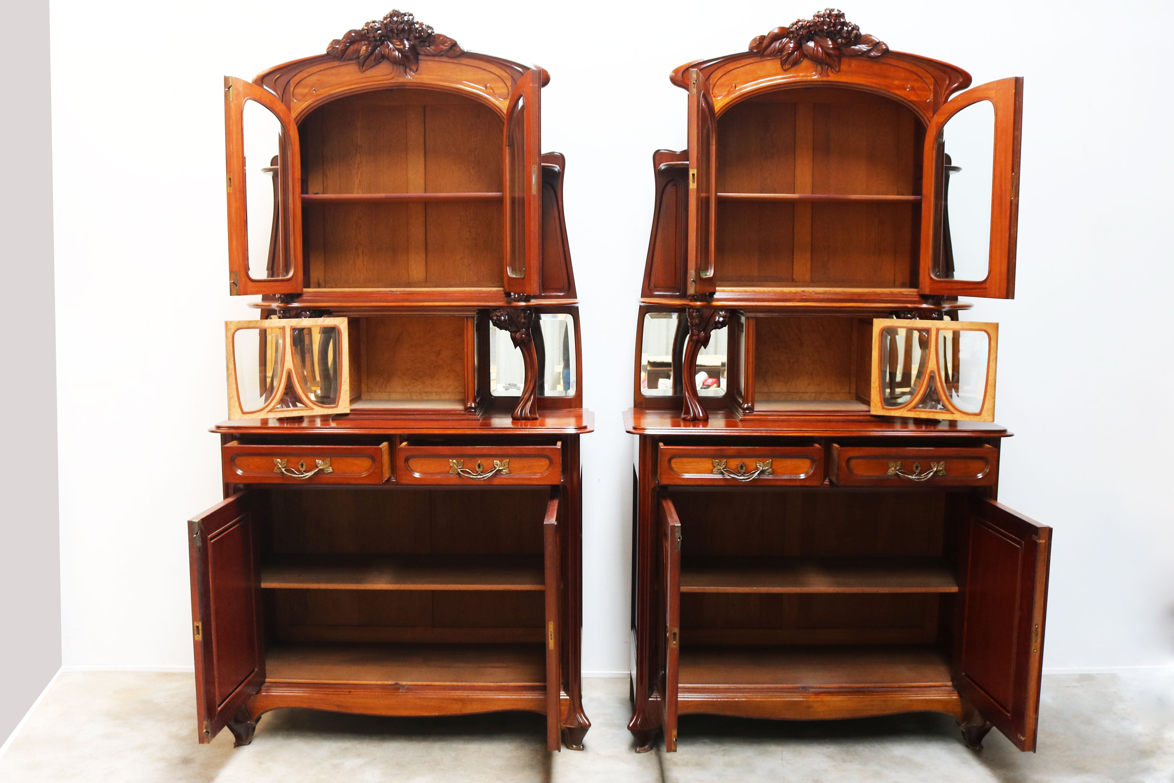 Pair of Art Nouveau buffet cabinet by Maison Gouffe Jeune 1902