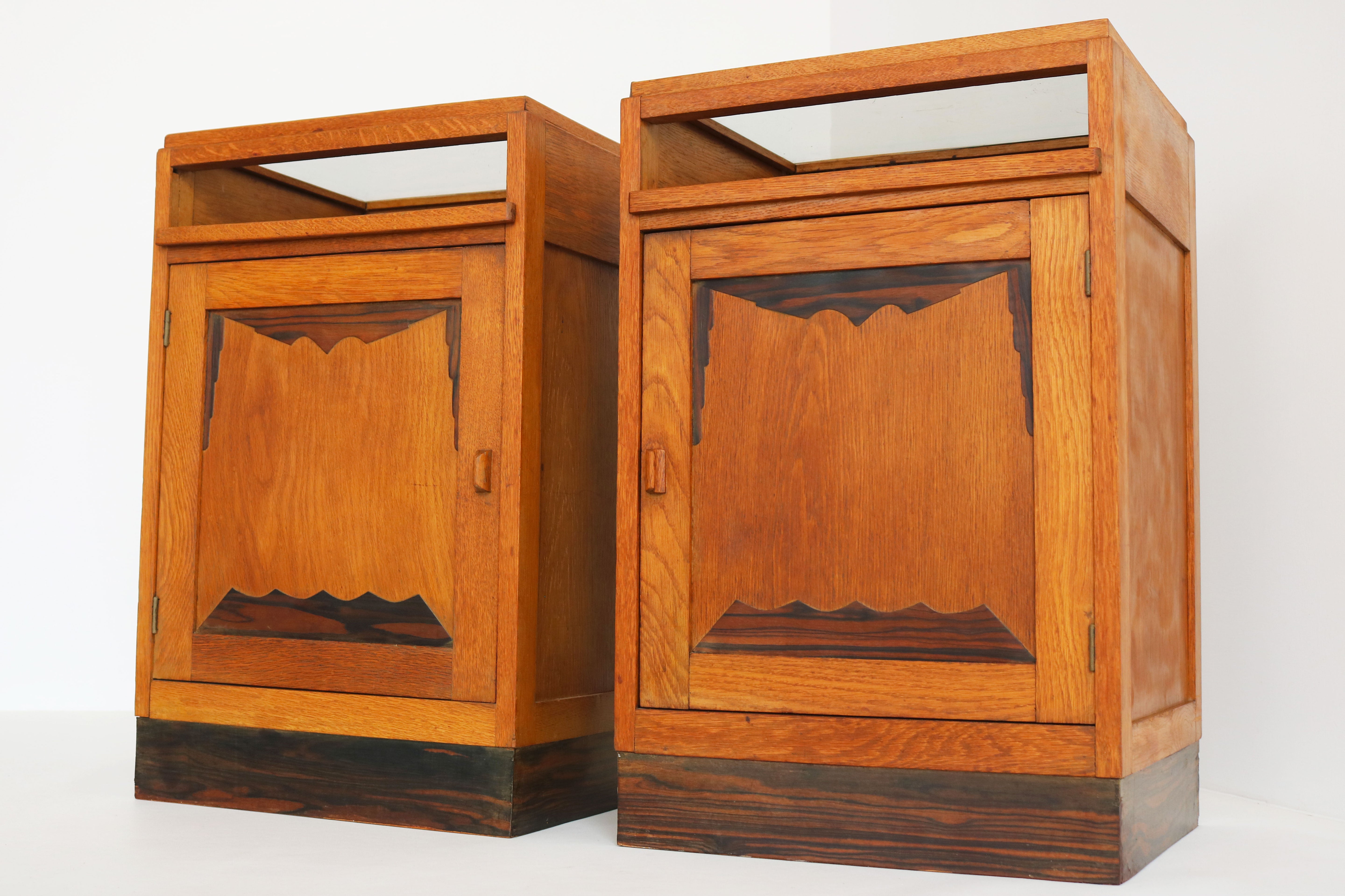 Pair of Dutch Amsterdam school bedside tables 1920