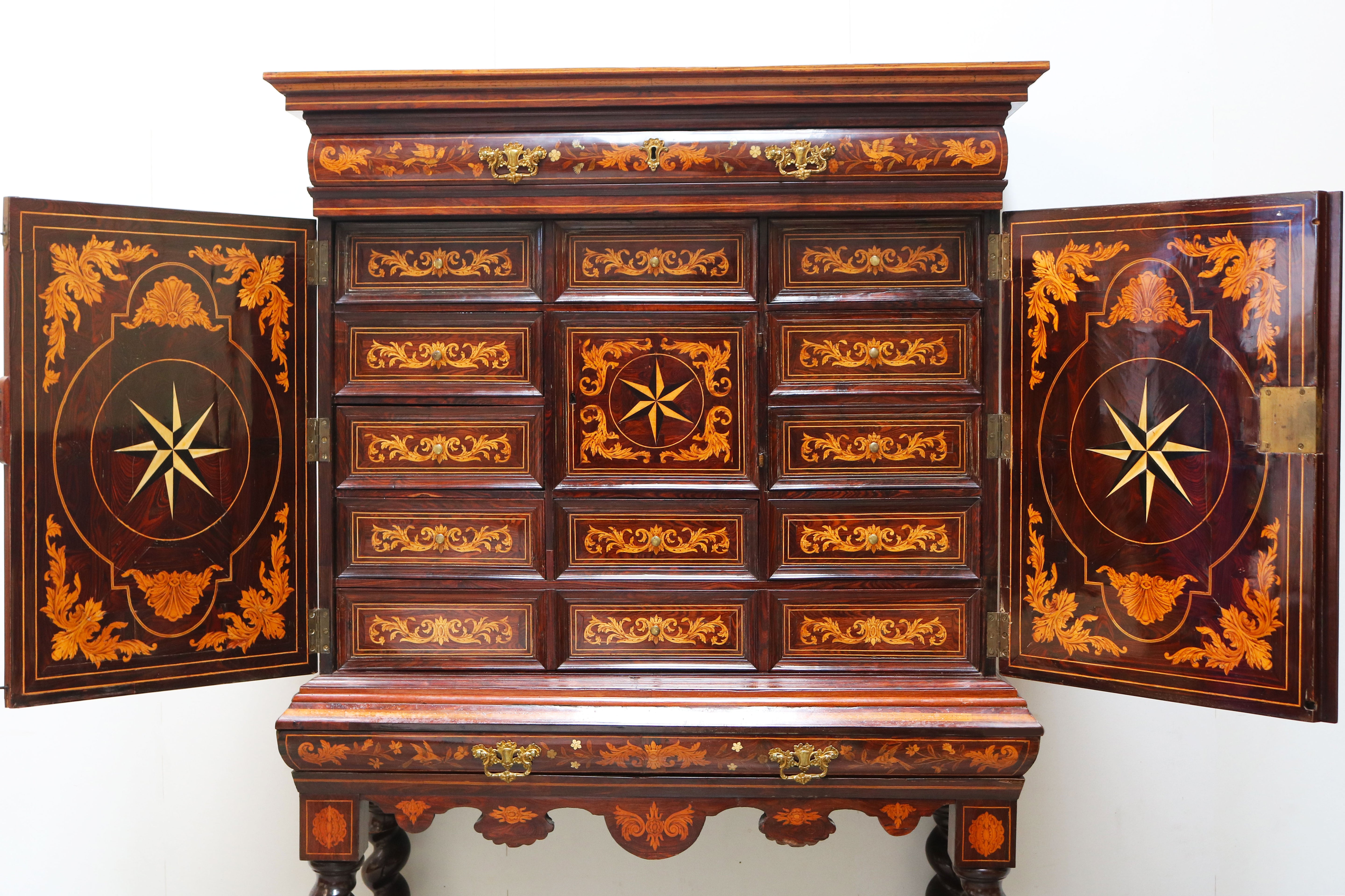 17th century style Dutch marquetry Art cabinet