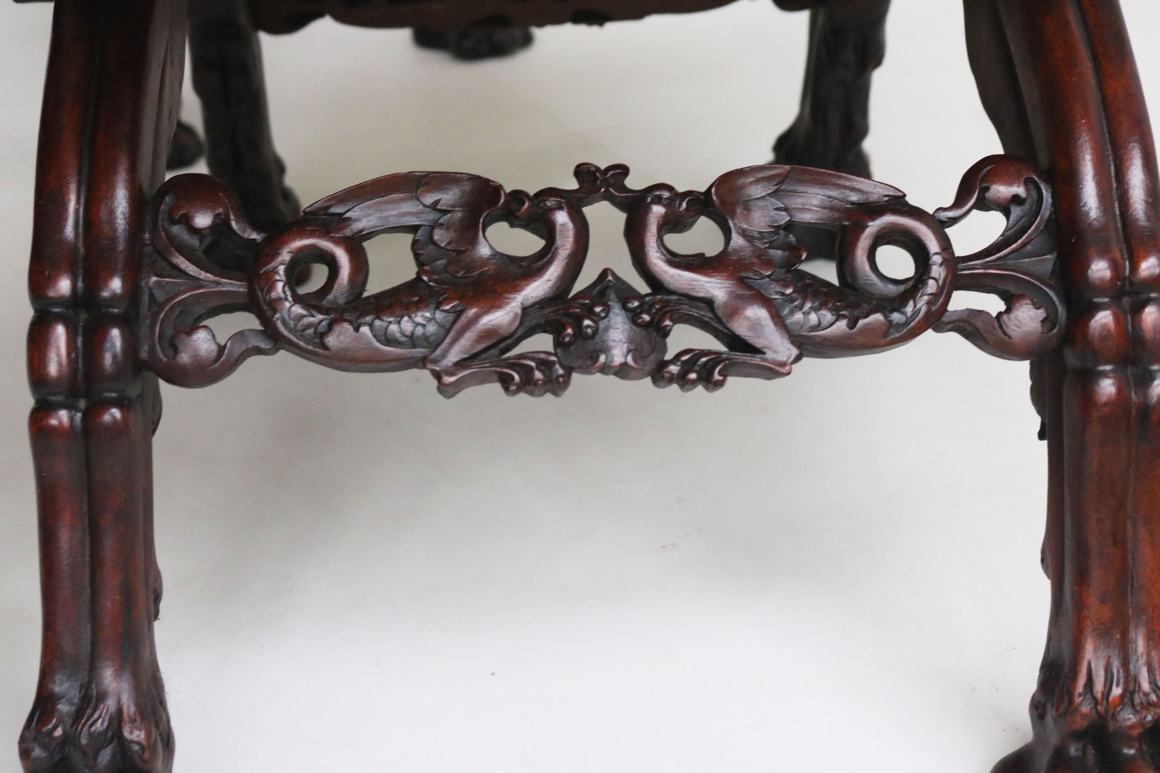 Rare pair of Gothic Revival stools by Victor Aimone 1880