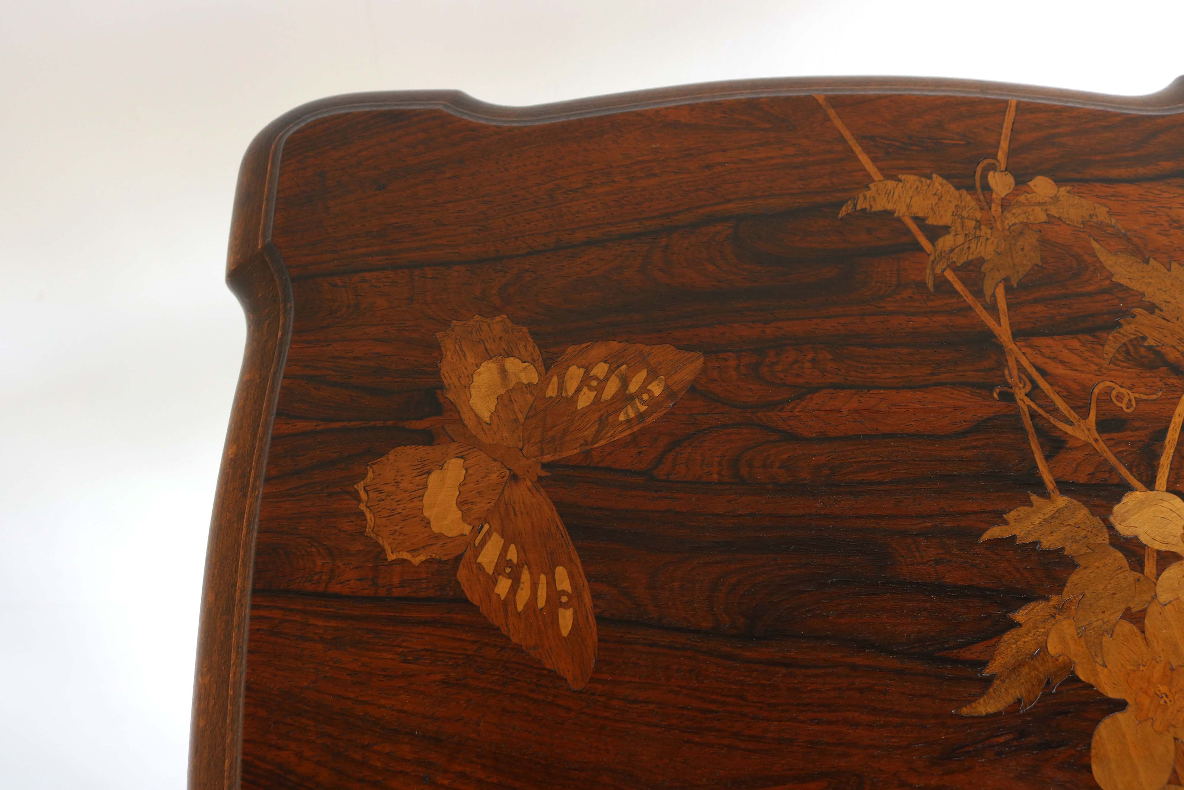 Rare Art Nouveau pedestal by Emile Gallé marquetry 1900