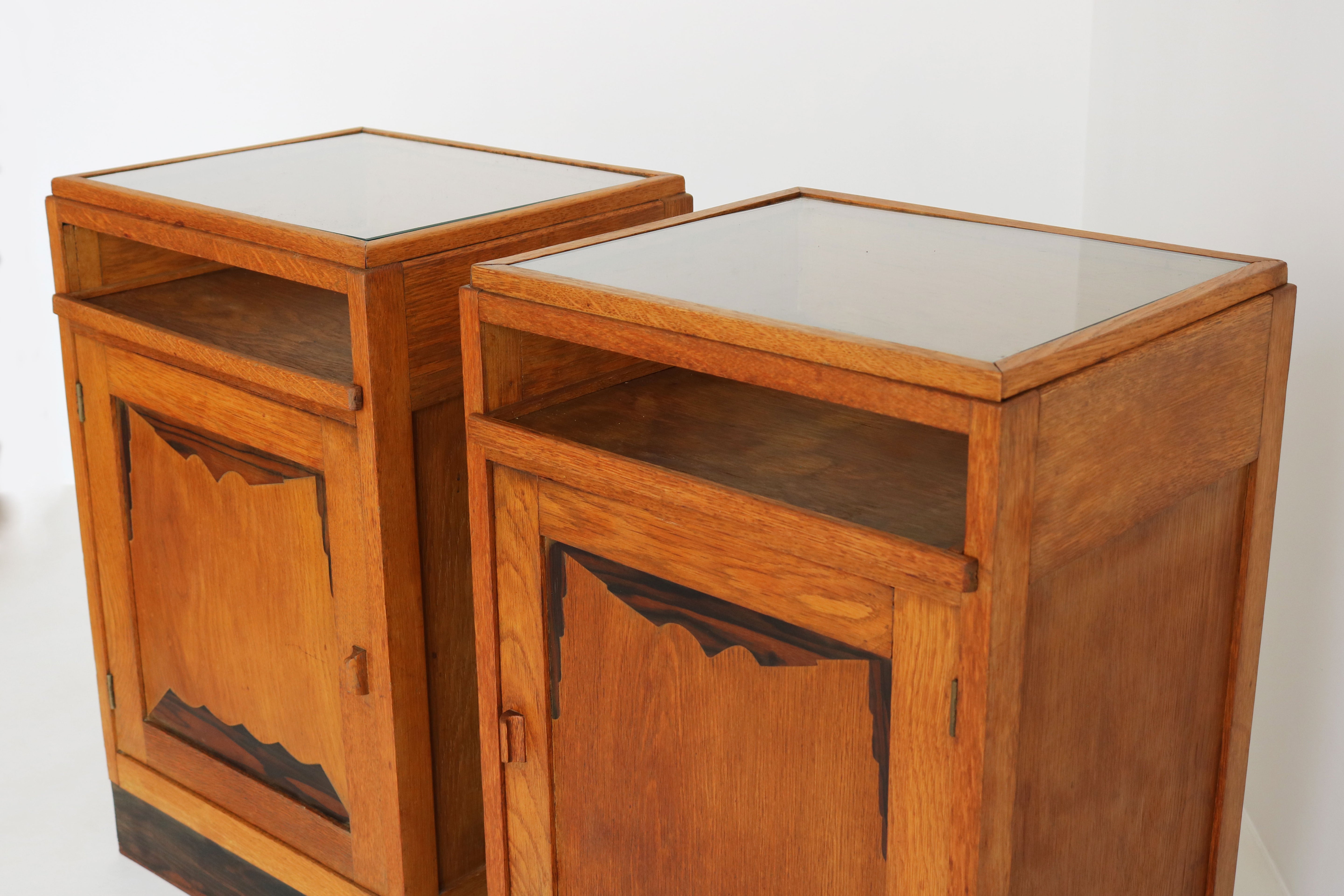 Pair of Dutch Amsterdam school bedside tables 1920