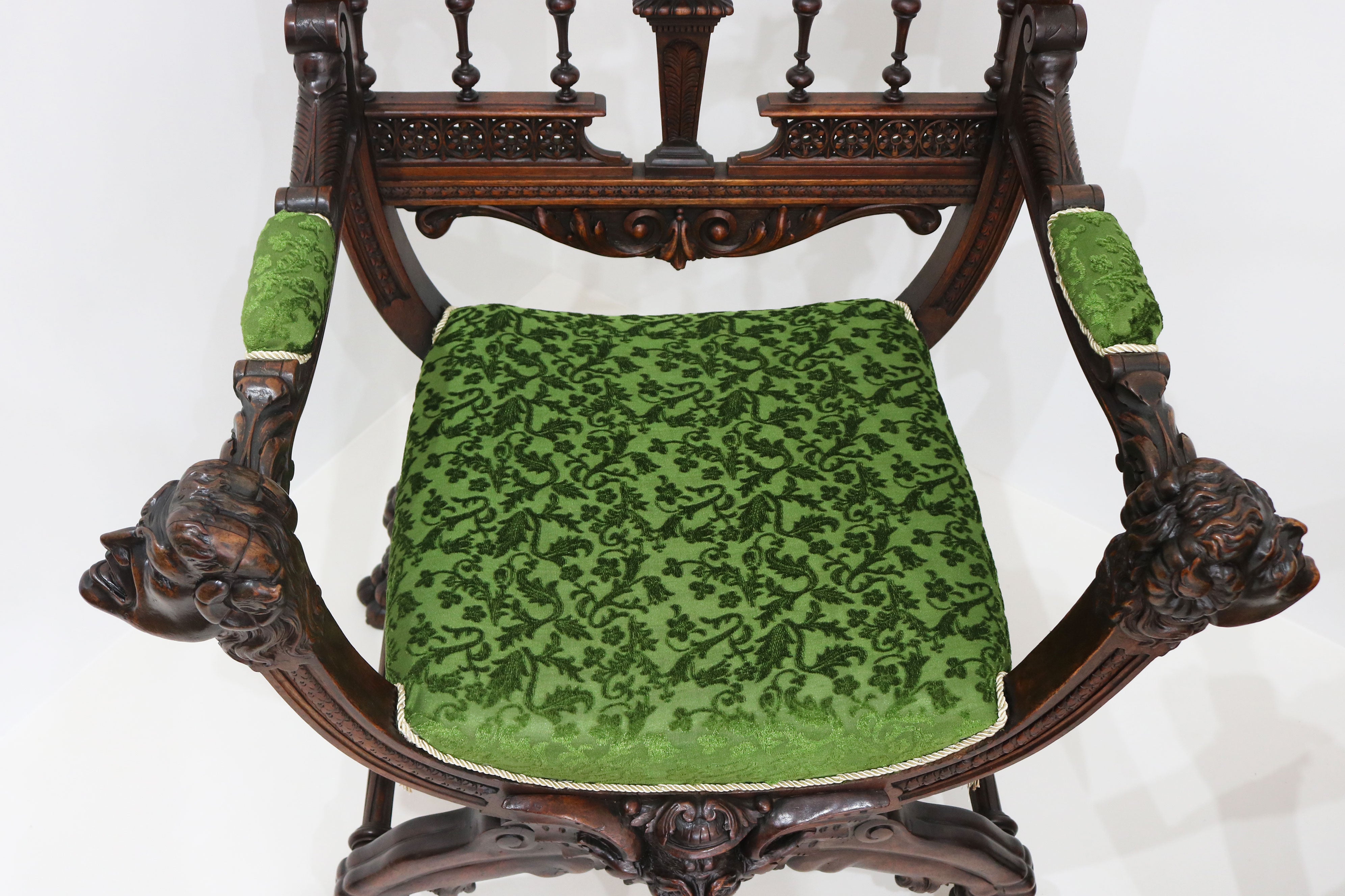 Pair of Gothic Revival lounge chairs by Victor Aimone 1880 #2