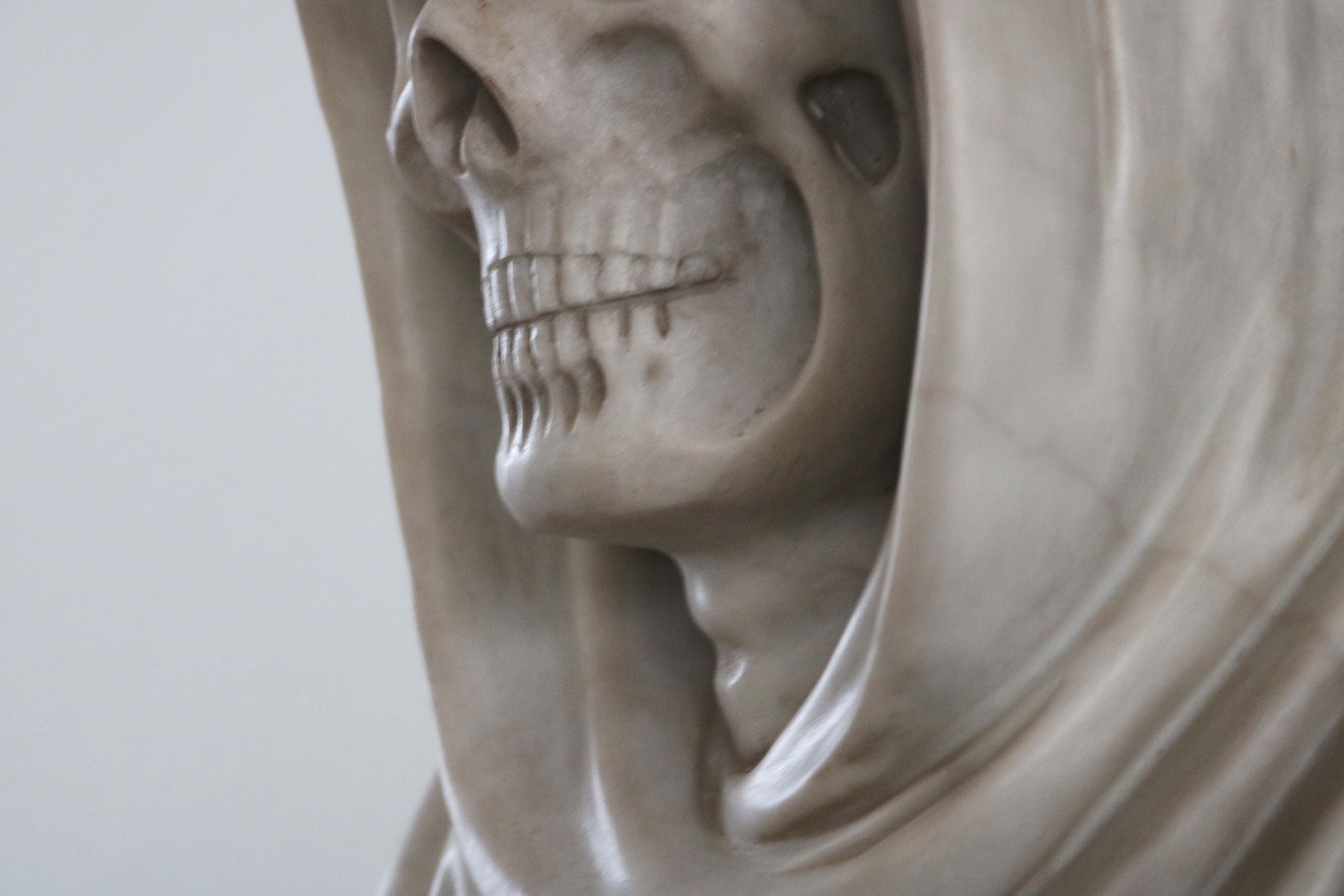 19th Century Italian Vanitas ''Memento Mori'' Carrara Marble bust