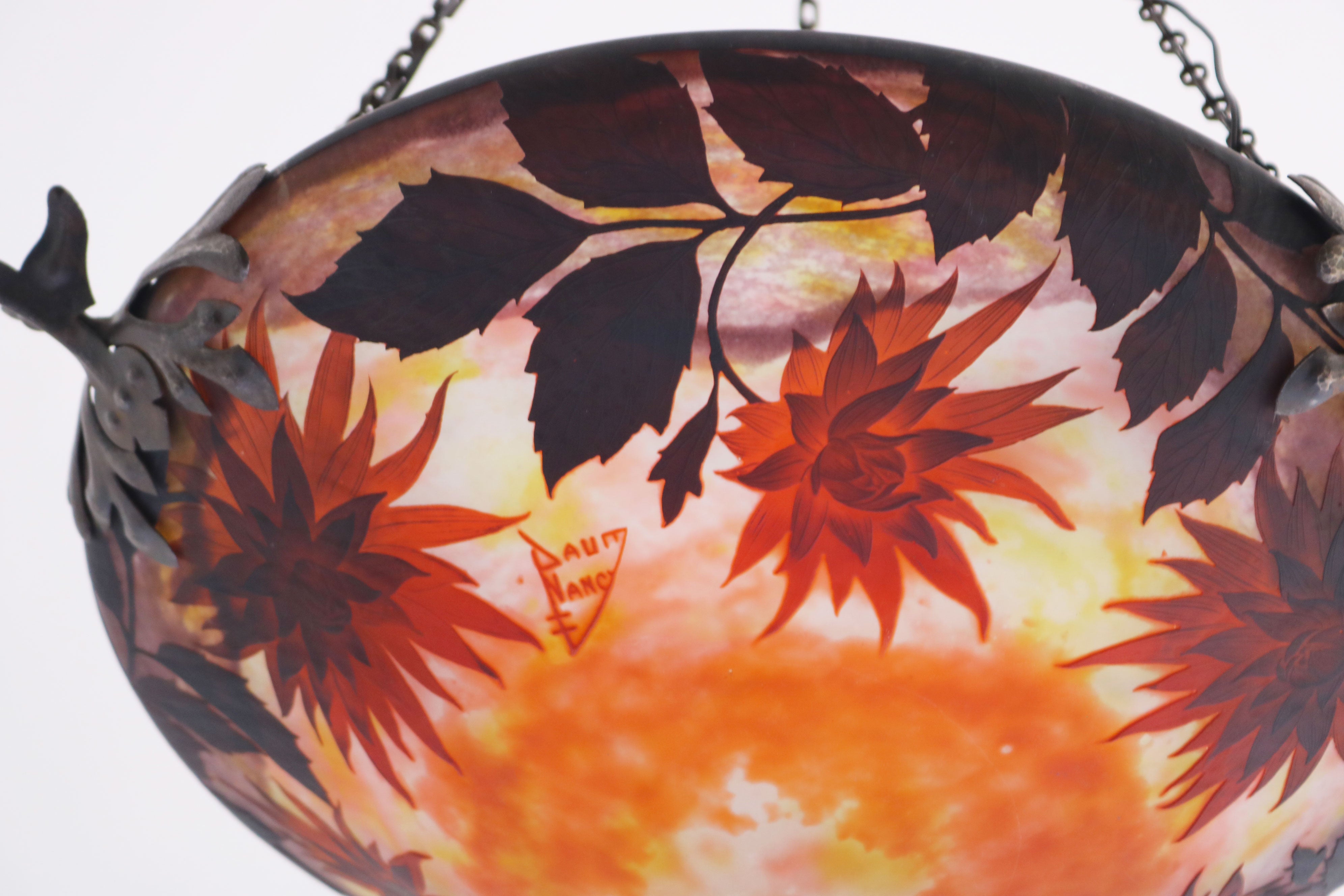 Exquisite ''Dahlia'' chandelier by Daum Nancy & Louis Majorelle