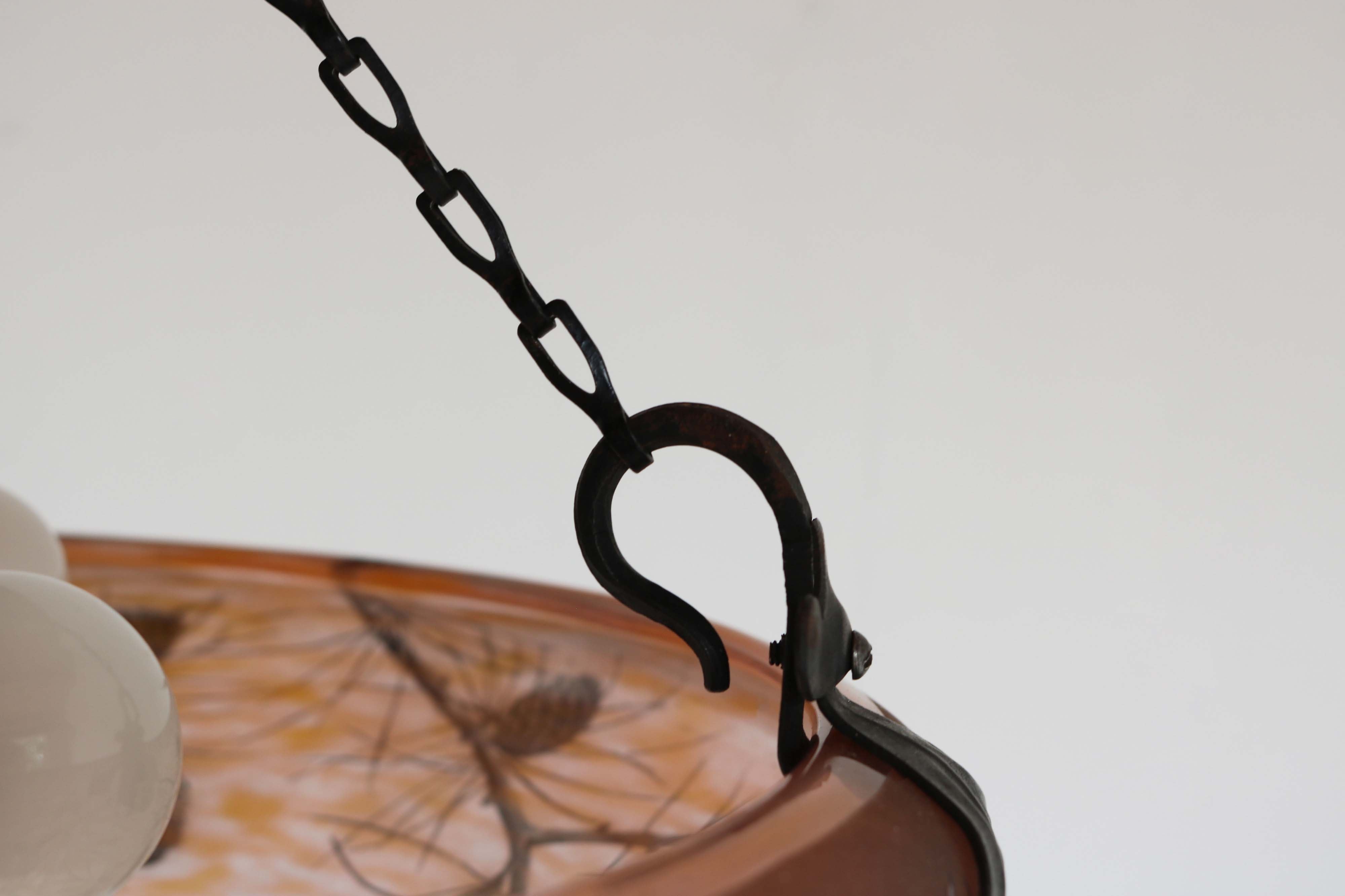 Art Nouveau flush mount ''Pinecone'' by Daum Nancy & Louis Majorelle 1910