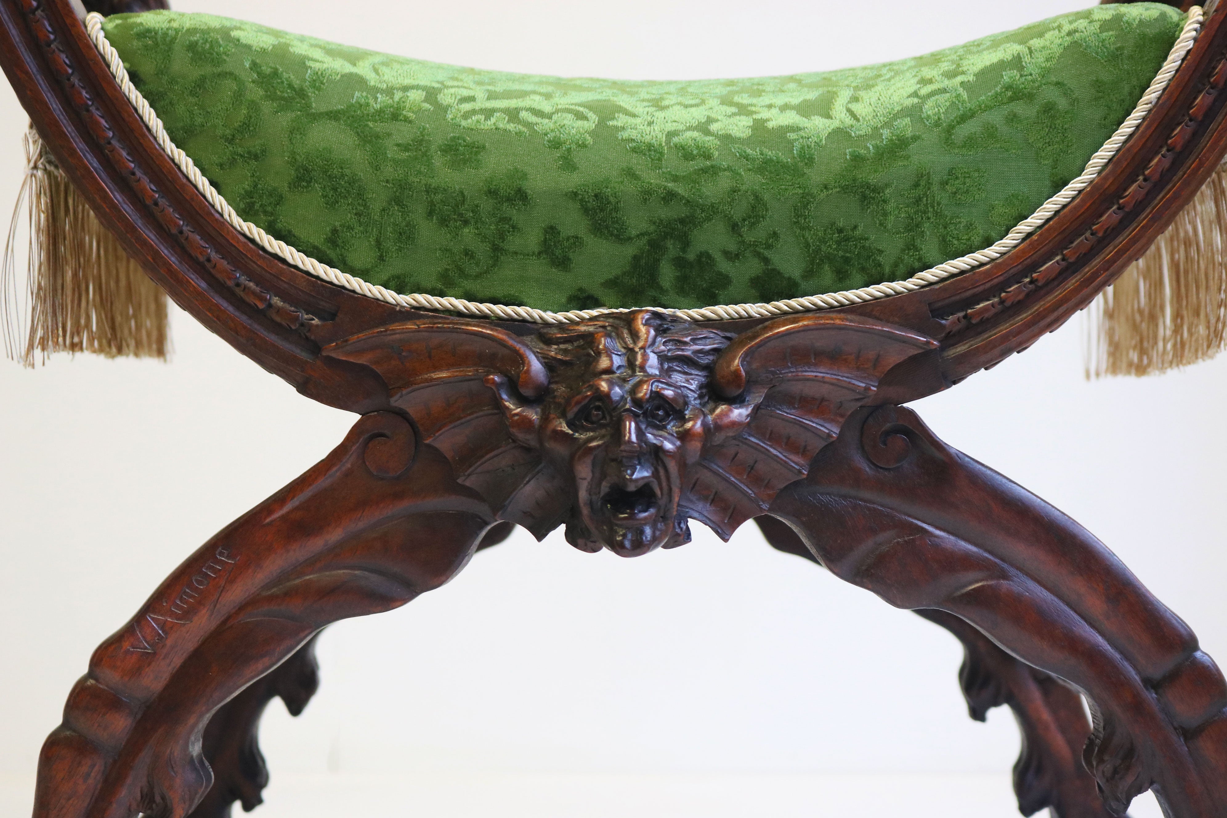 Rare pair of Gothic Revival stools by Victor Aimone 1880