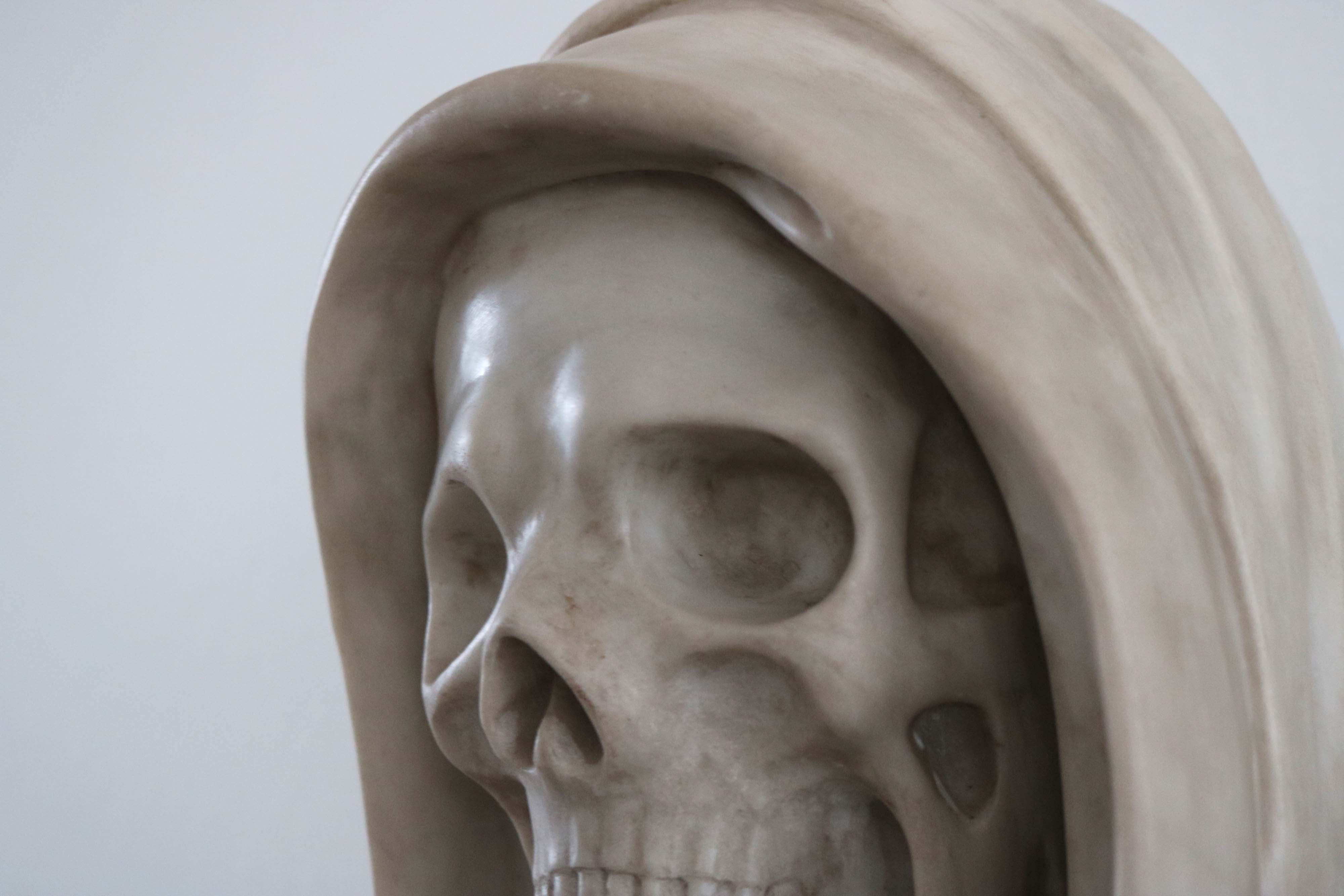 19th Century Italian Vanitas ''Memento Mori'' Carrara Marble bust