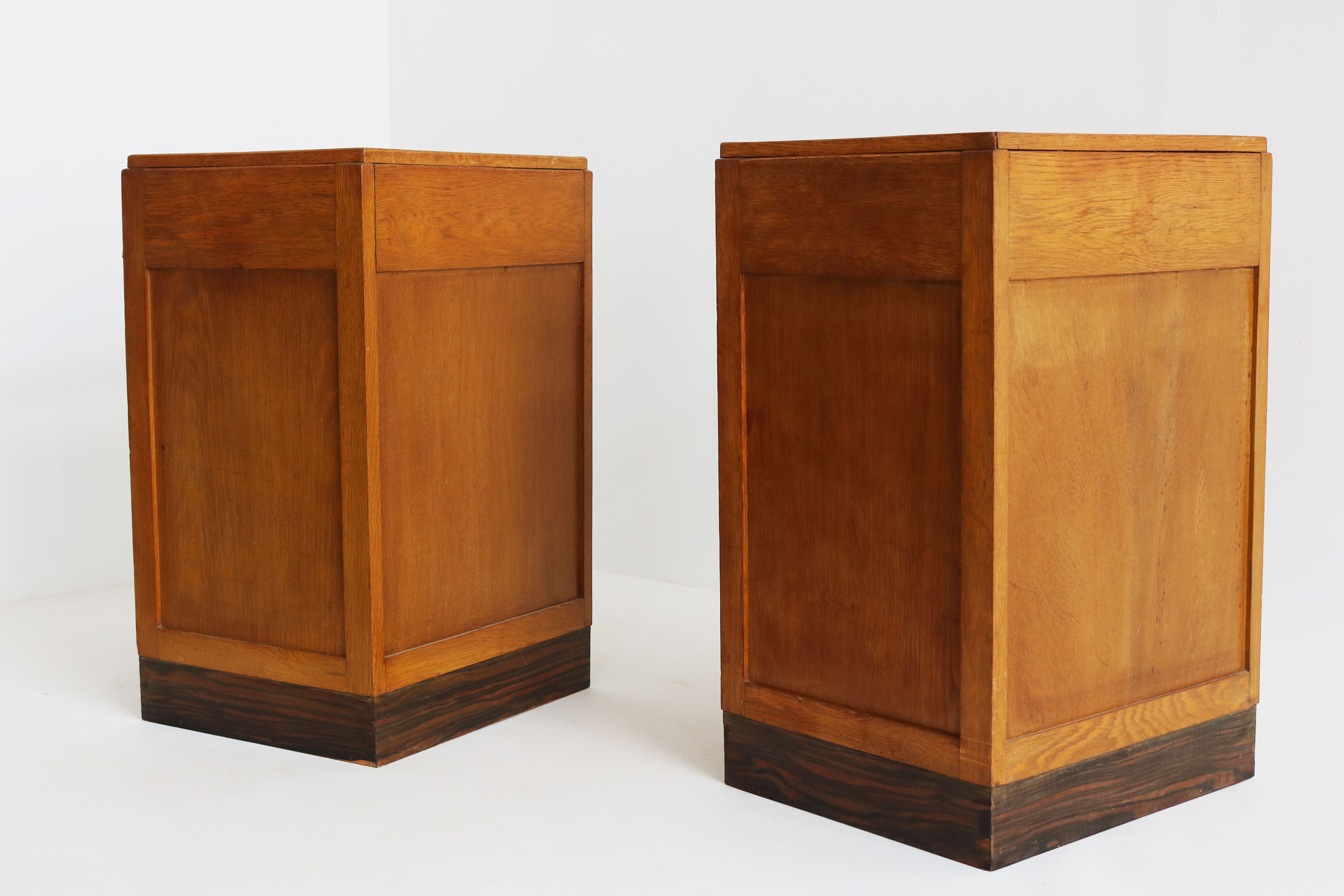 Pair of Dutch Amsterdam school bedside tables 1920