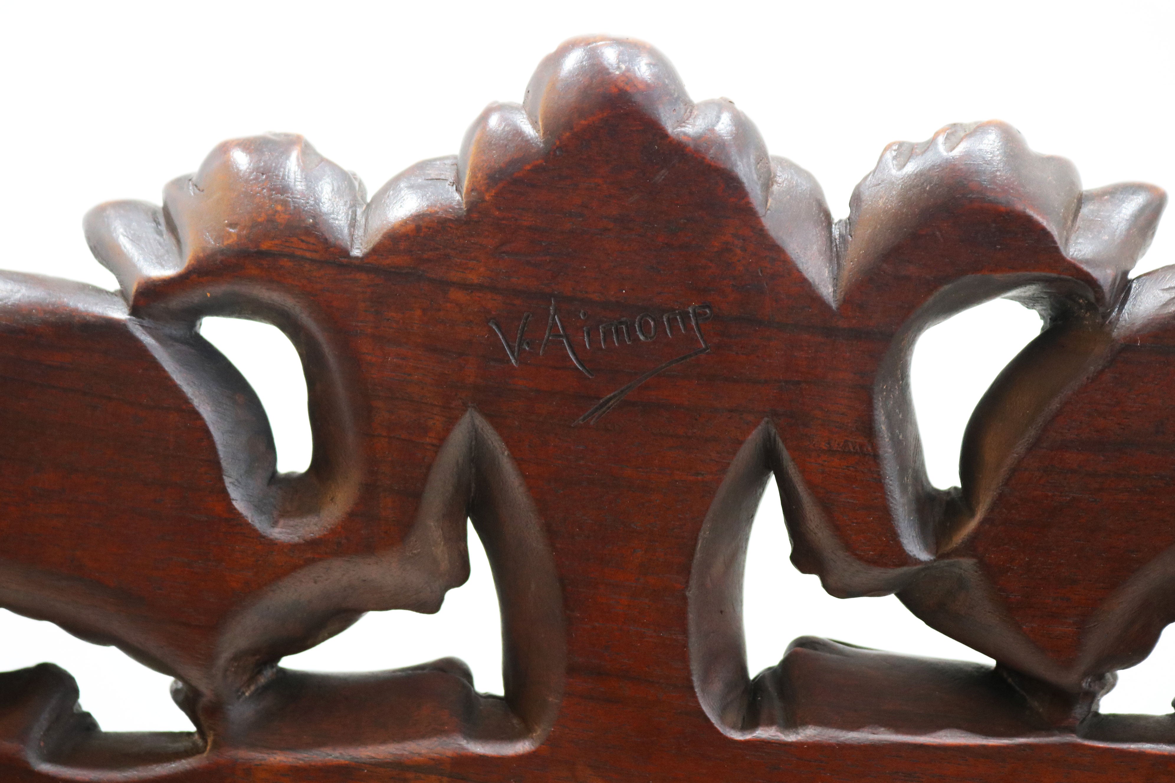 Pair of Gothic Revival lounge chairs by Victor Aimone 1880