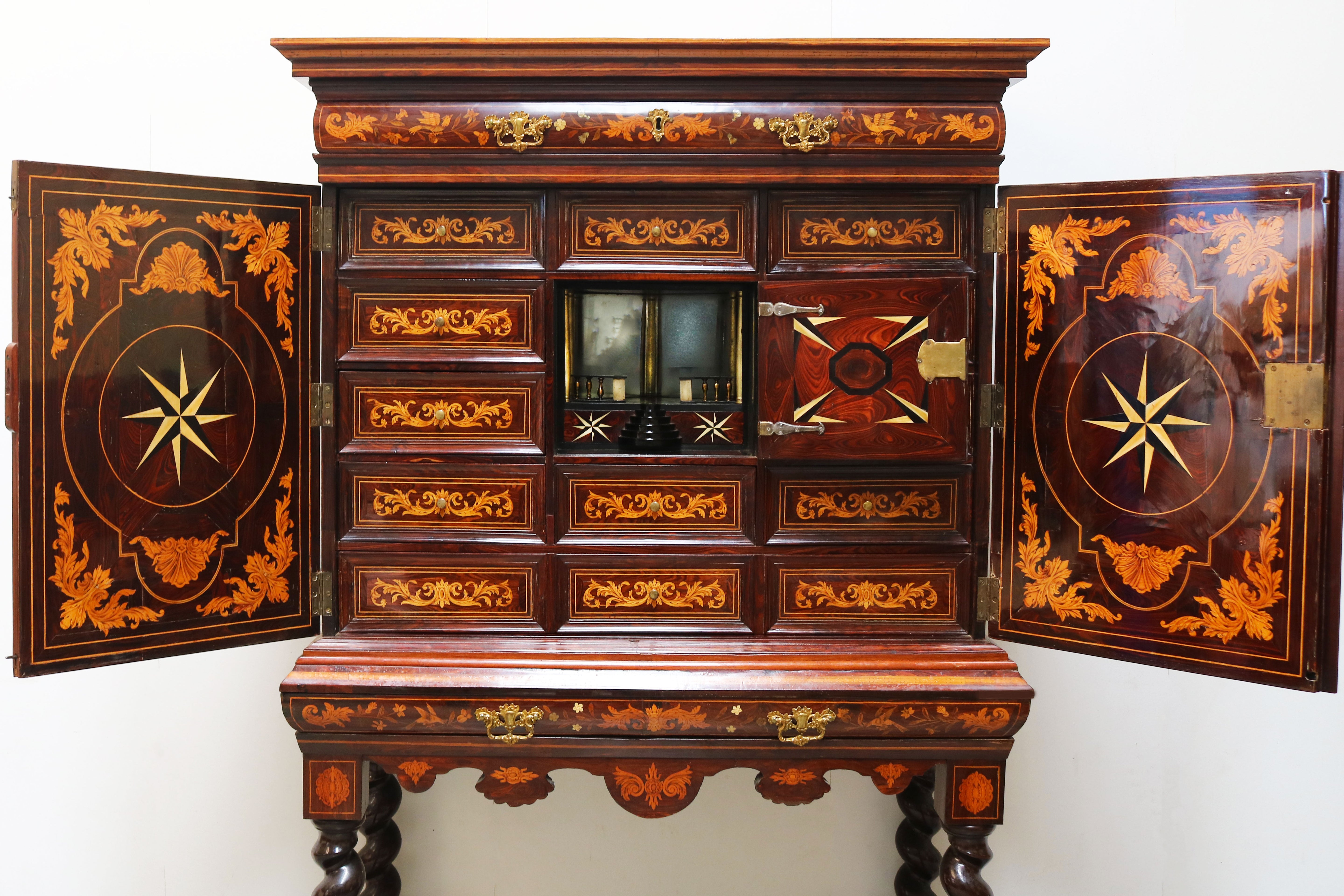 17th century style Dutch marquetry Art cabinet