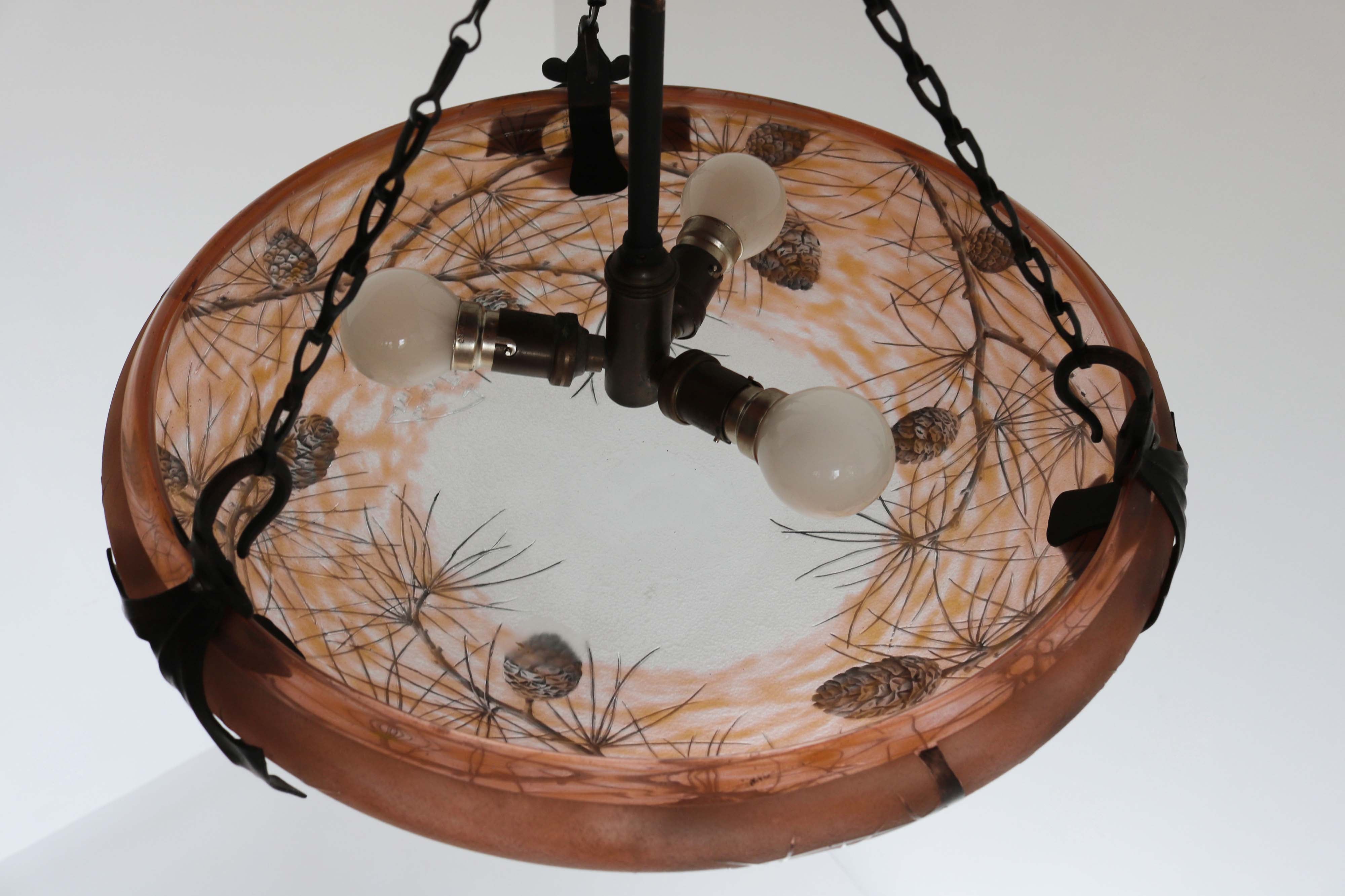 Art Nouveau flush mount ''Pinecone'' by Daum Nancy & Louis Majorelle 1910