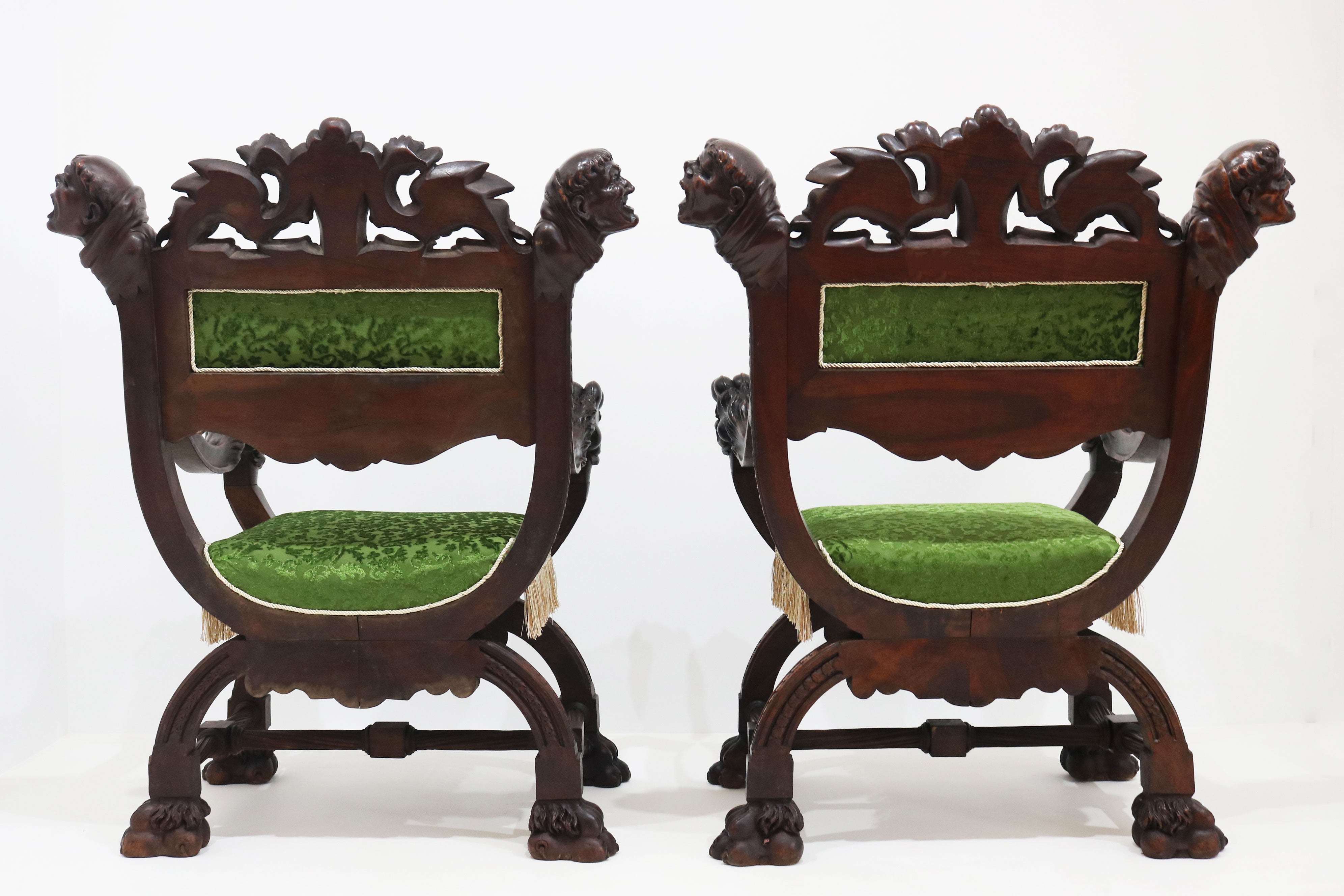 Pair of Gothic Revival lounge chairs by Victor Aimone 1880