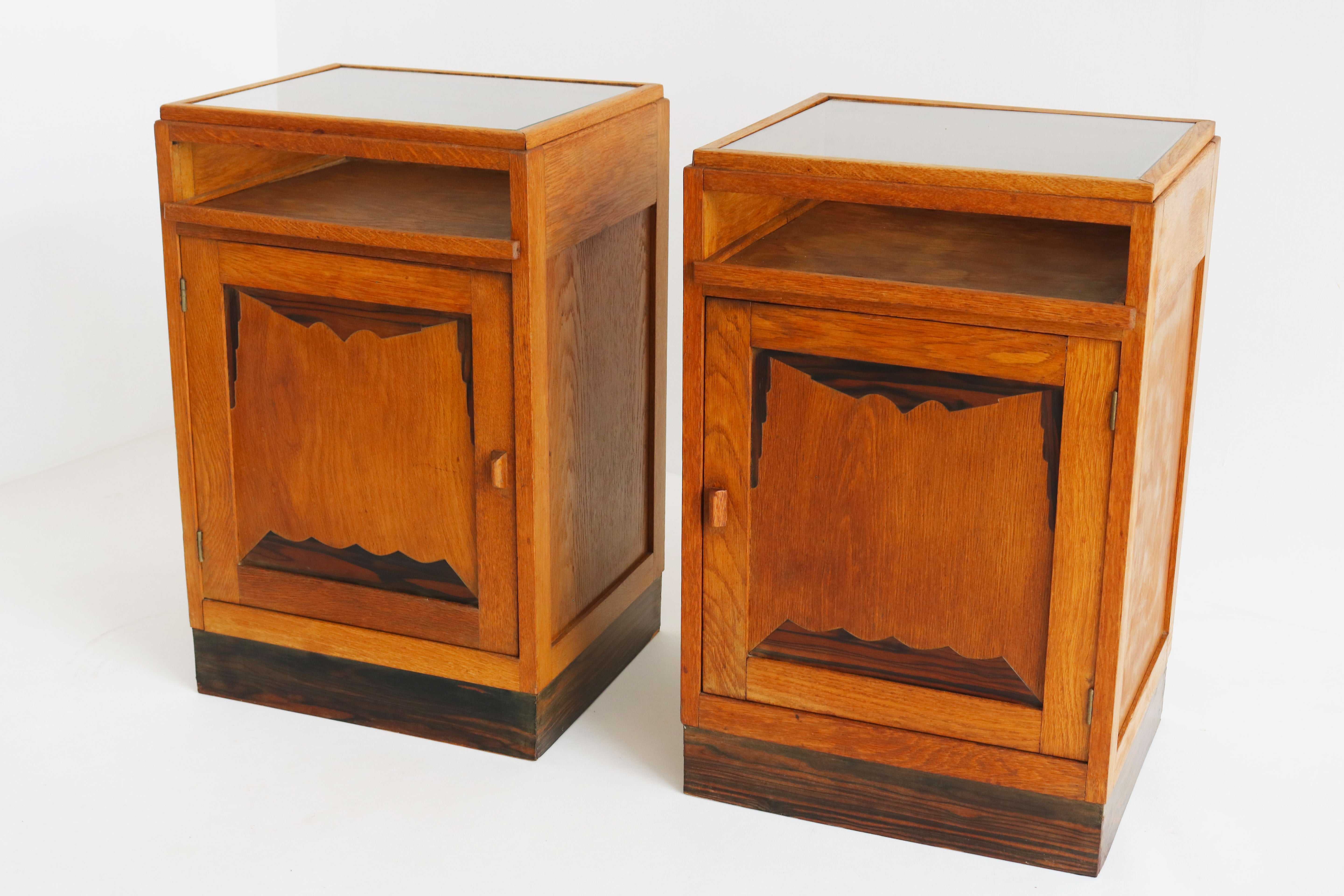 Pair of Dutch Amsterdam school bedside tables 1920