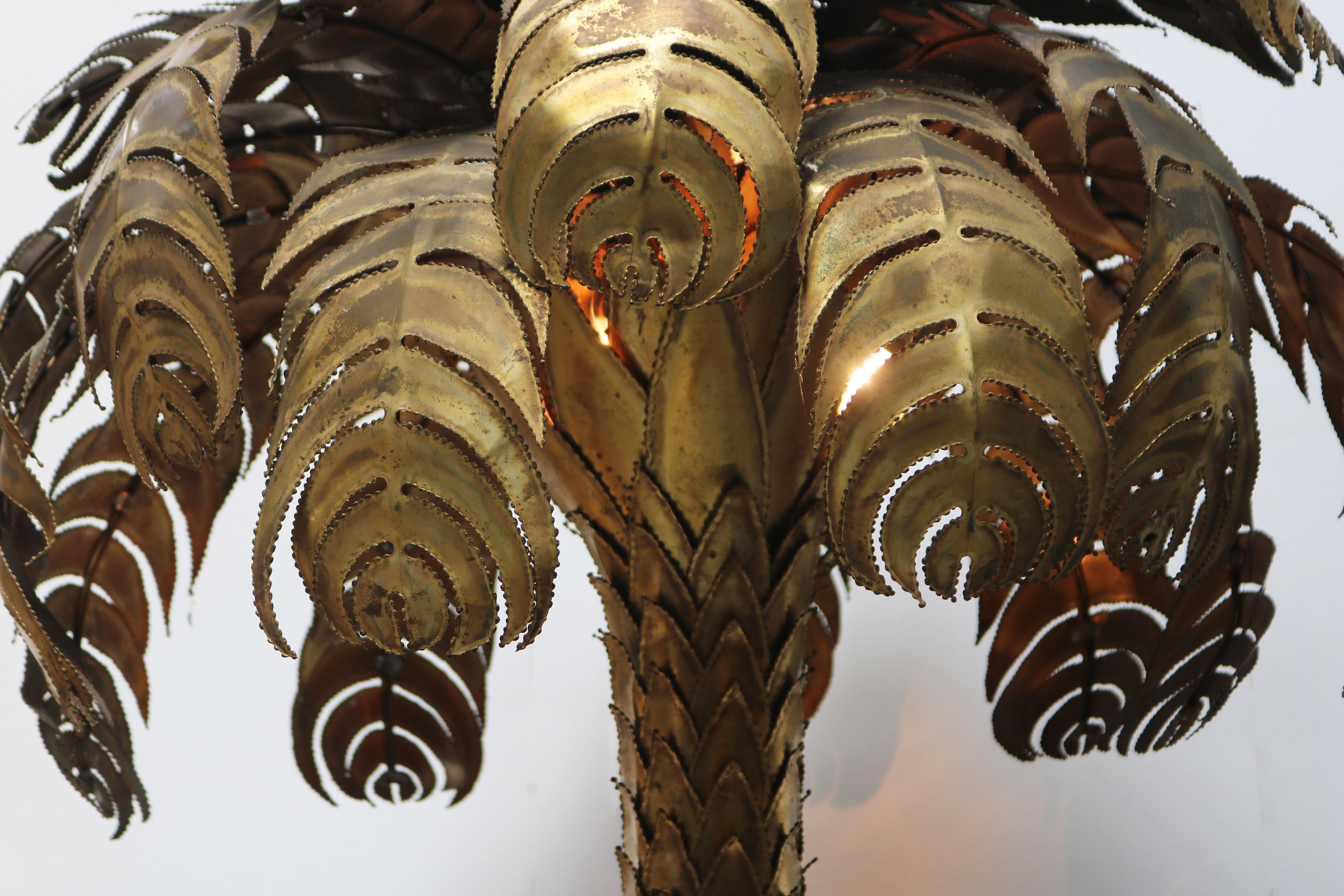 Large 195cm Palm tree floor lamp by Christian Techoueyres for Maison Jansen 1970