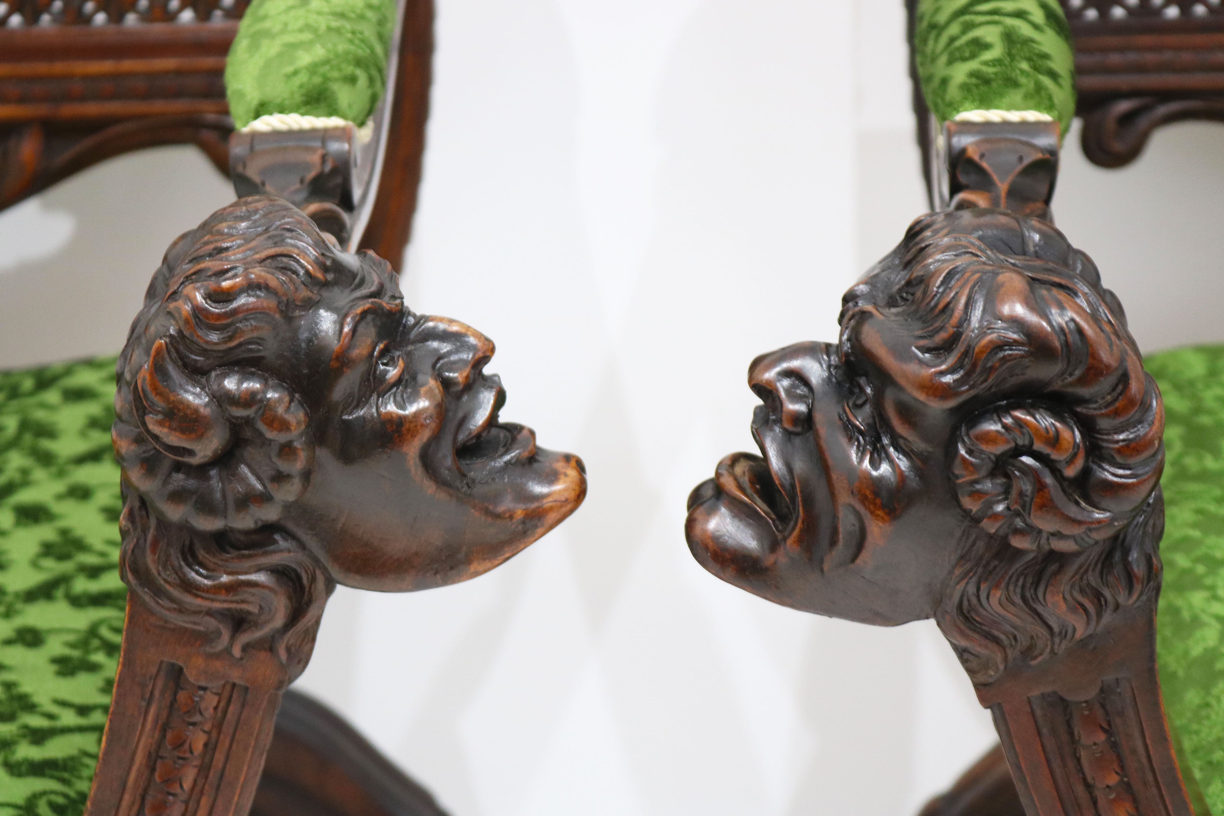 Pair of Gothic Revival lounge chairs by Victor Aimone 1880 #2