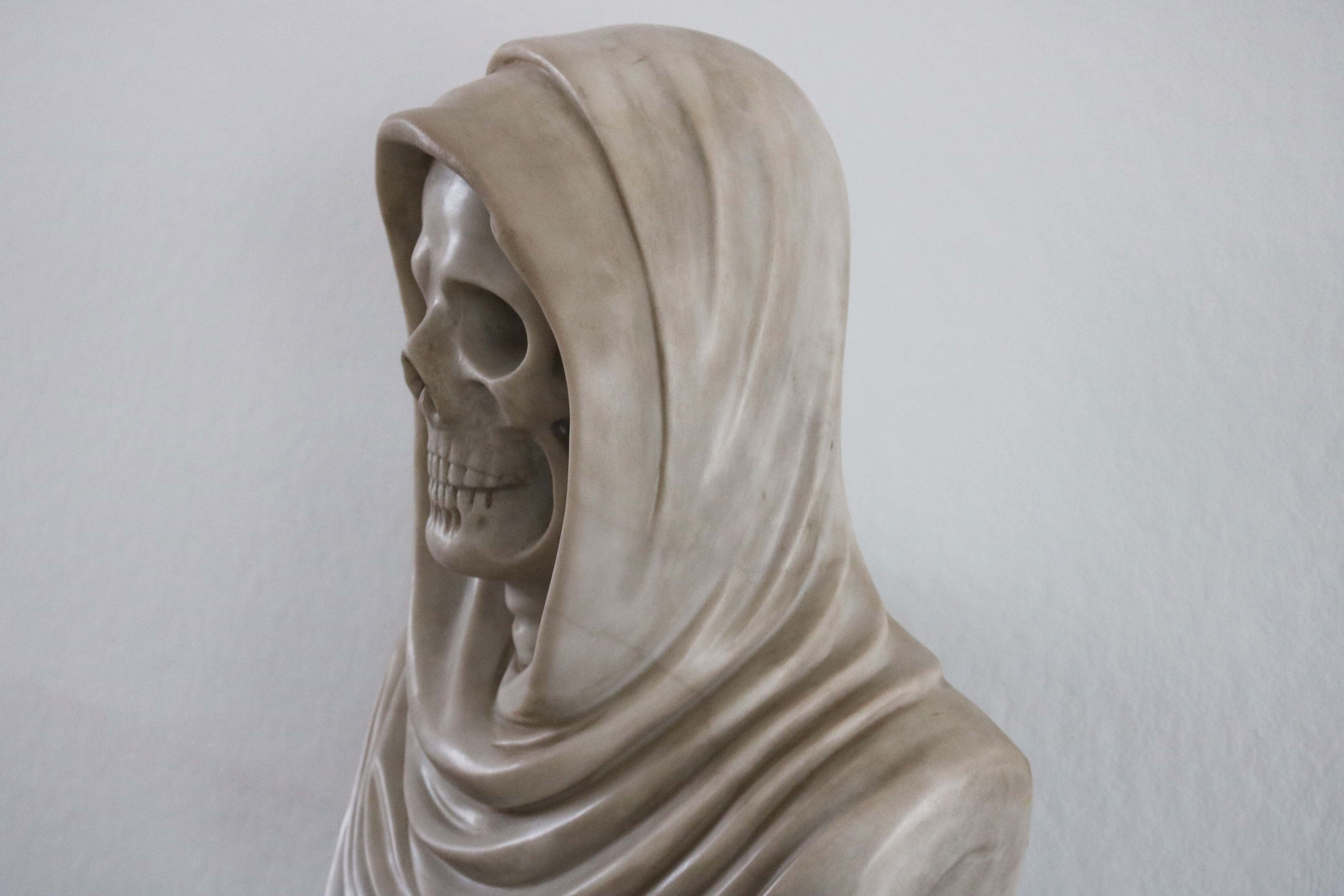 19th Century Italian Vanitas ''Memento Mori'' Carrara Marble bust