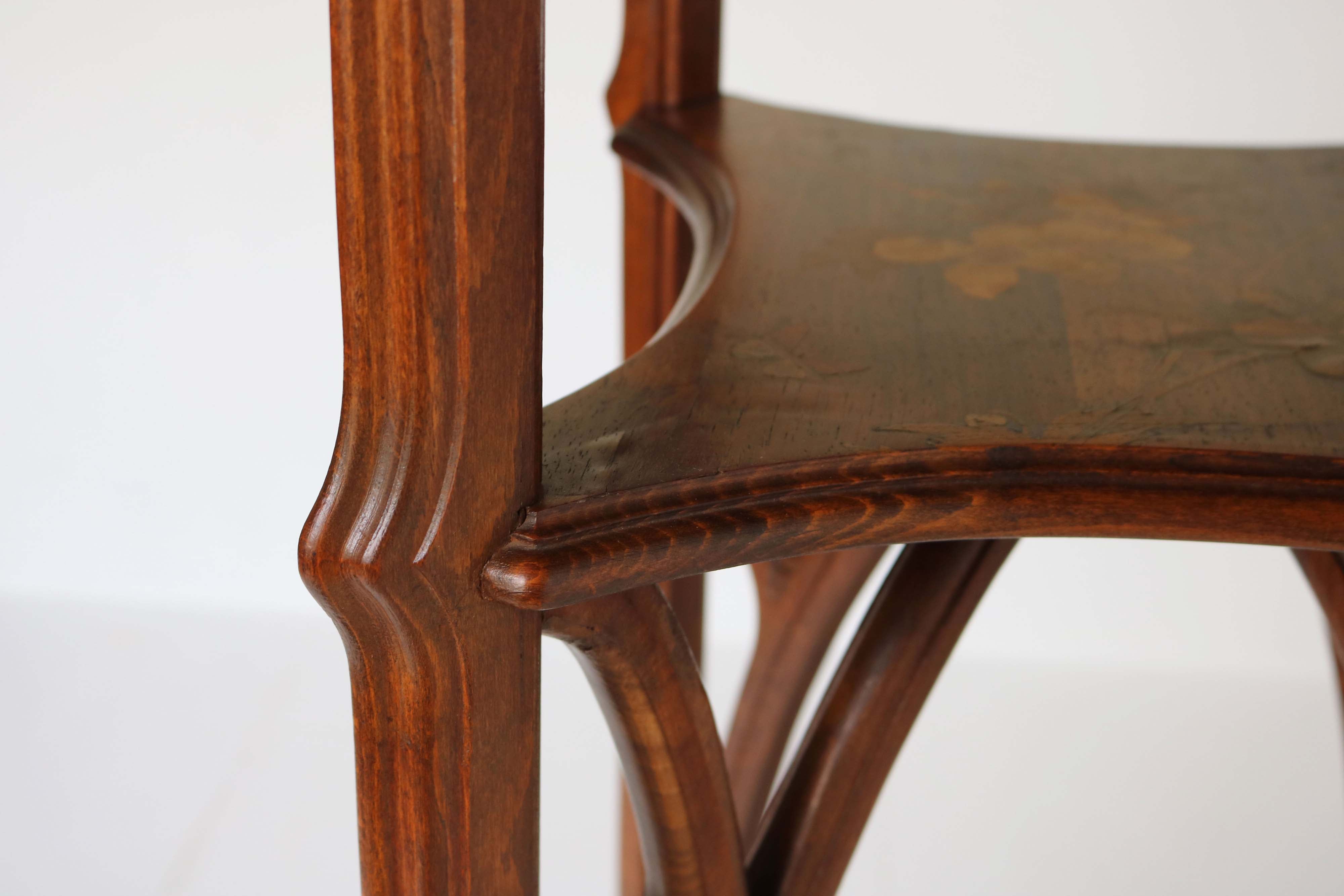 Rare Art Nouveau pedestal by Emile Gallé marquetry 1900