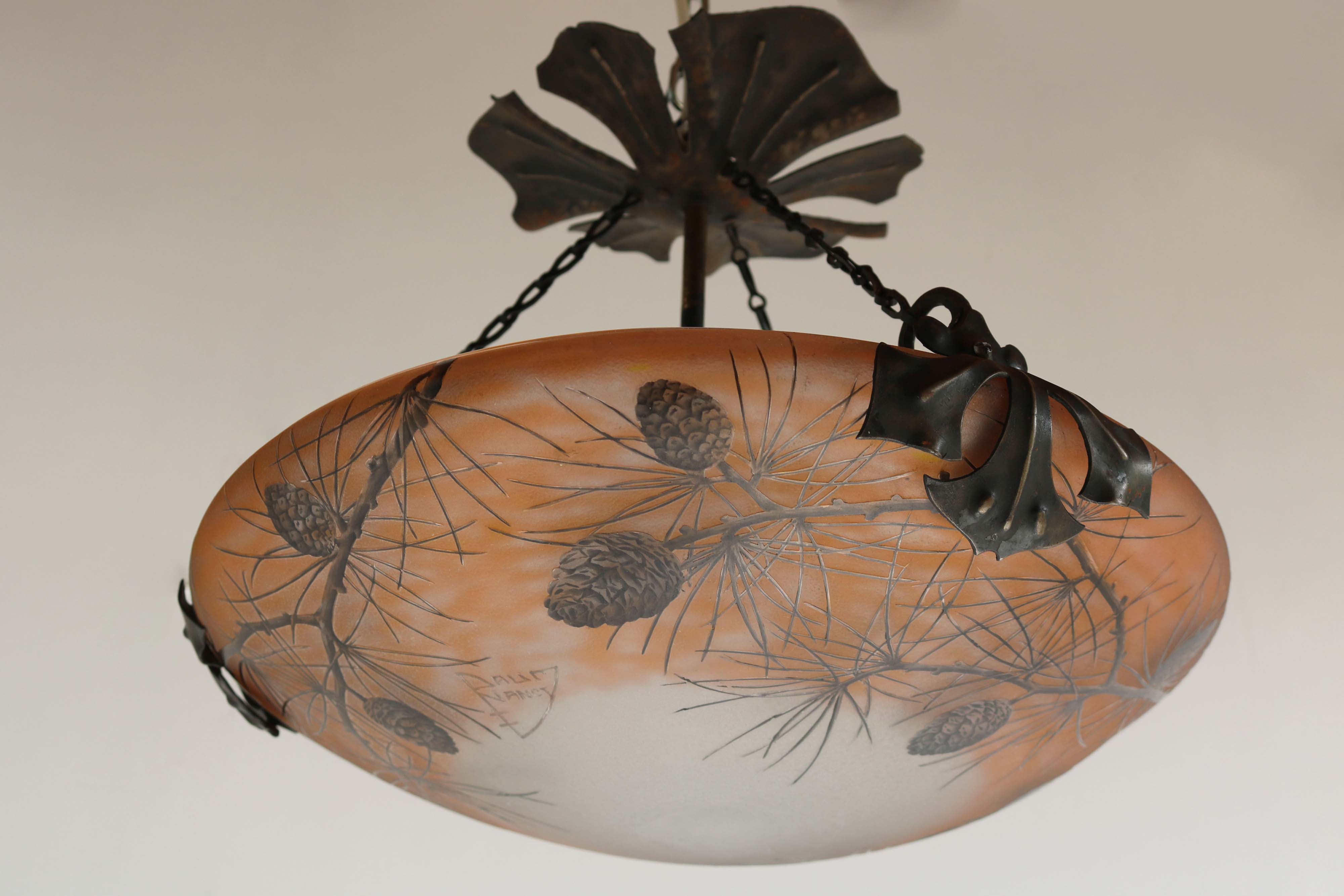 Art Nouveau flush mount ''Pinecone'' by Daum Nancy & Louis Majorelle 1910