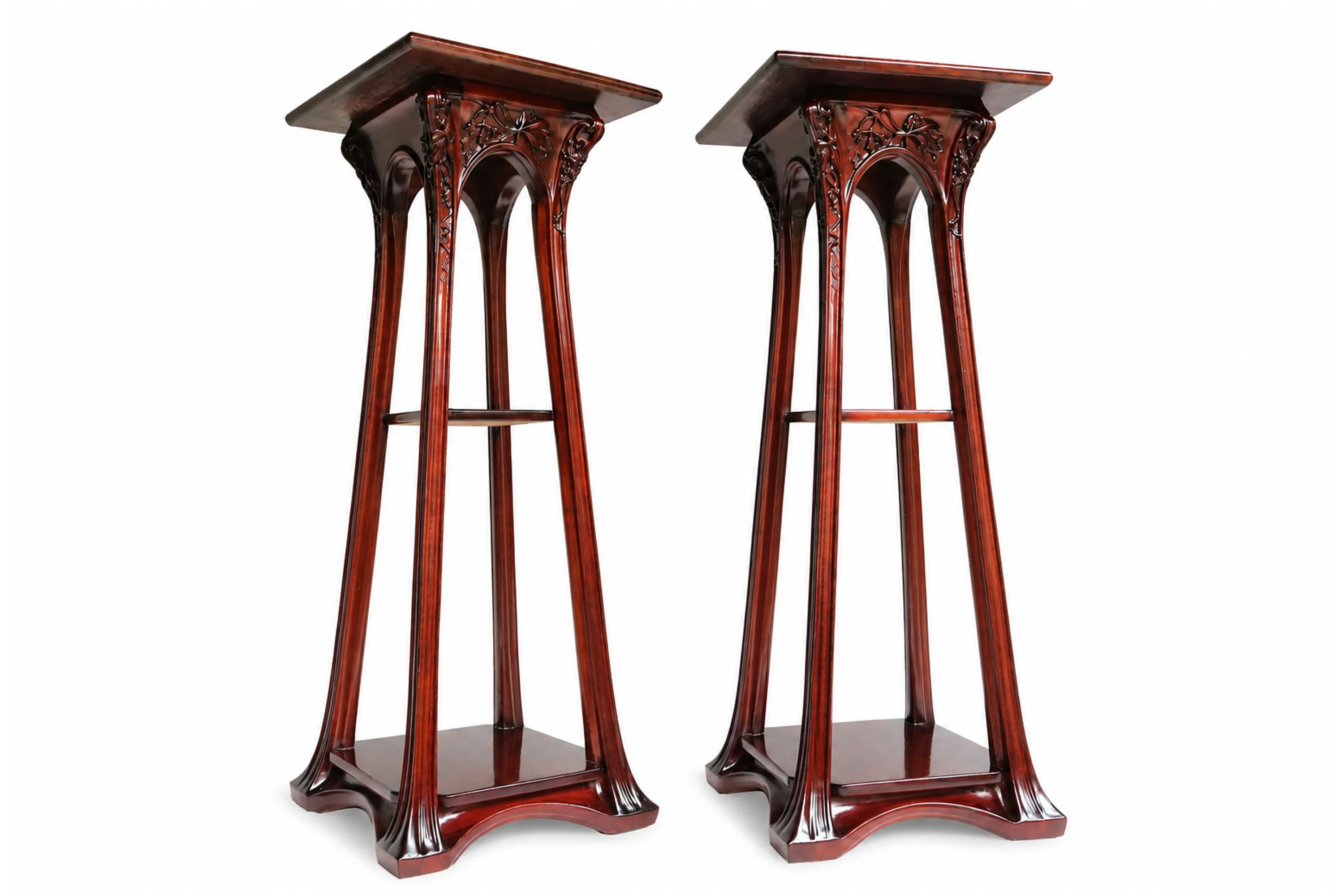 Pair of Plant Stands by Louis Majorelle 1907 Mahogany