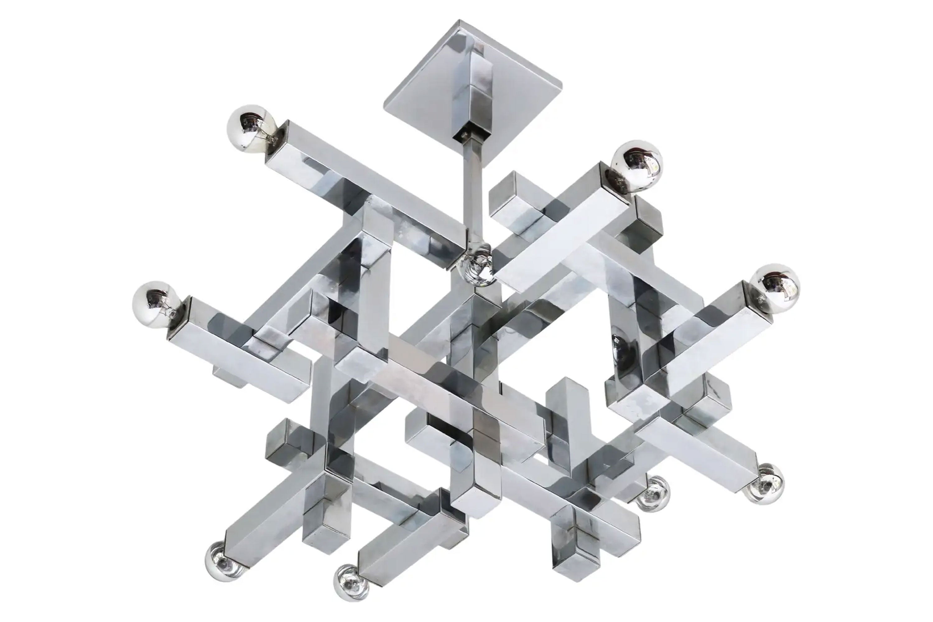 Rare Mid-century design chandelier ''Metric'' by Gaentano Sciolari 1960