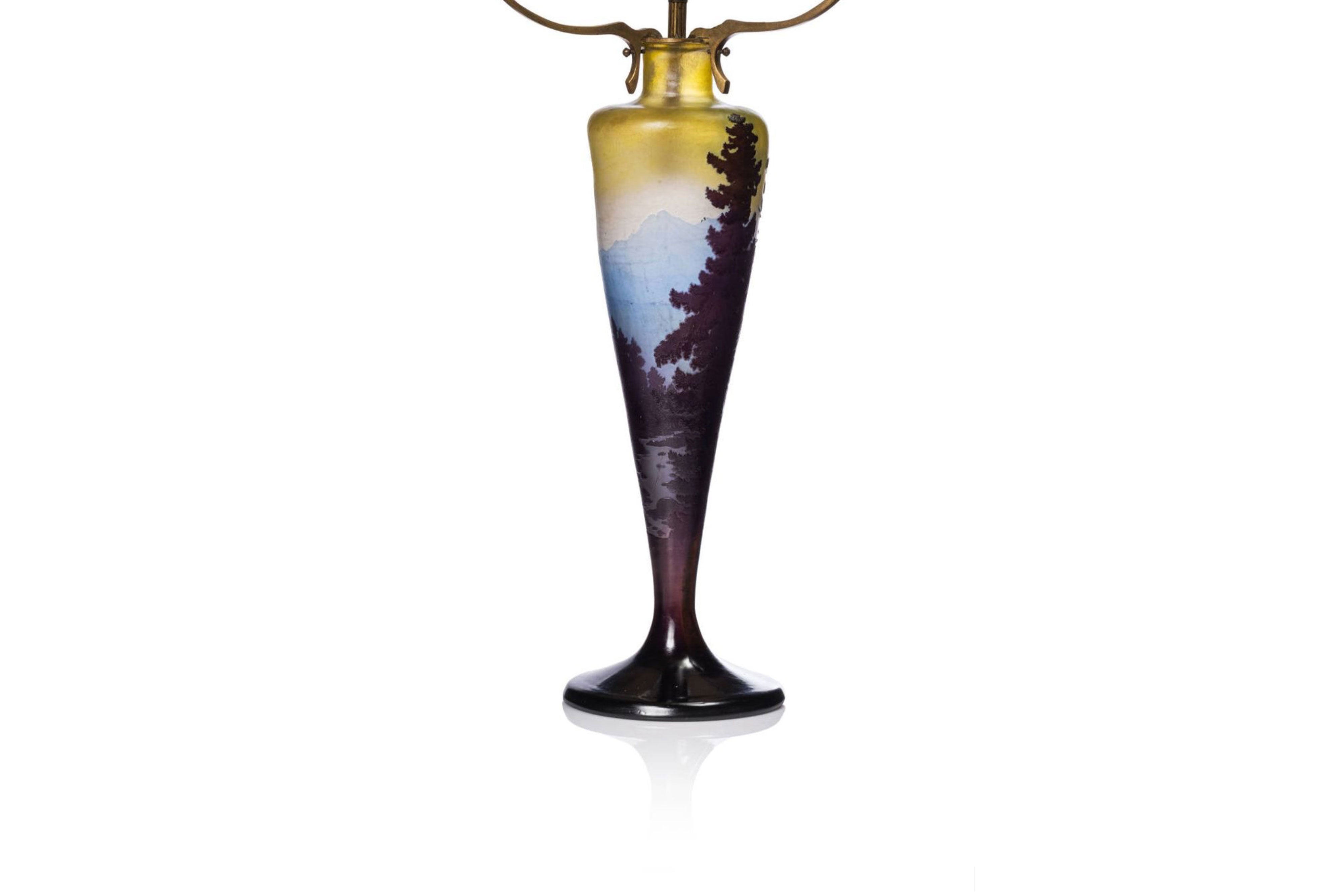 Emile Galle ''Paysage Vosges'' Art Nouveau lamp