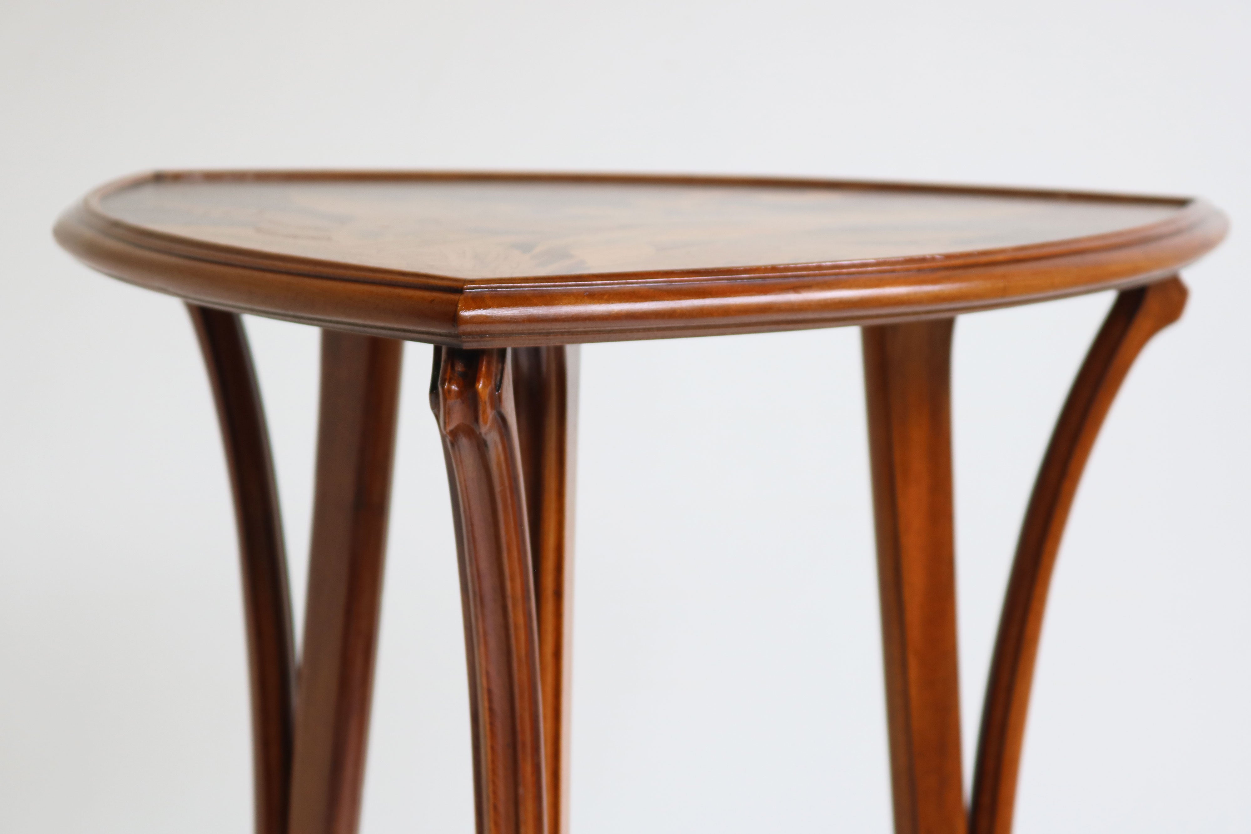 Antique Art Nouveau side table / gueridon by Emile Gallé 1905